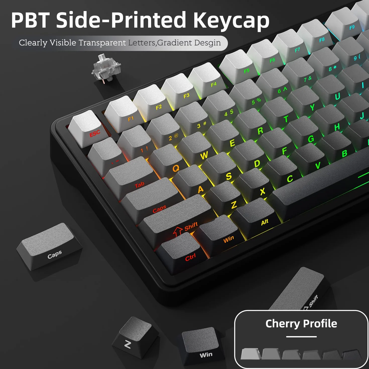 A.JAZZ x ATTACK SHARK X85 Klawiatura Mechaniczna z Uszczelką,Bezprzewodowa Klawiatura do Gier 75% z Knob,5-Layer Padding,PBT Side-Printed Keycap,BT/2.4 Ghz/USB-C,Hot-Swap Linear Switch,RGB,na PC,MAC