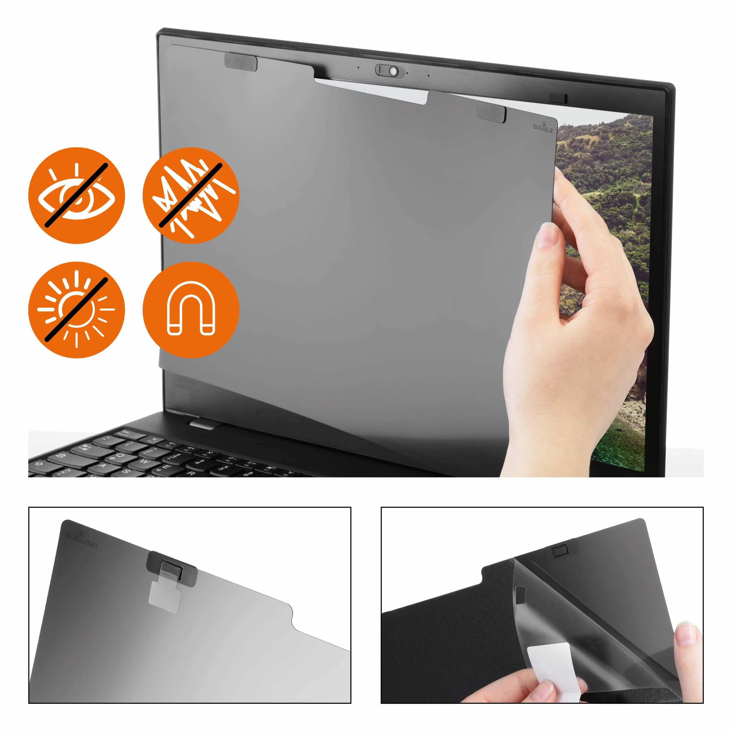 Durable Wytrzymały magnetyczny filtr prywatności do ekranów 16'' 16:10, z torbą i ściereczką do czyszczenia, szary/antracytowy, 513957