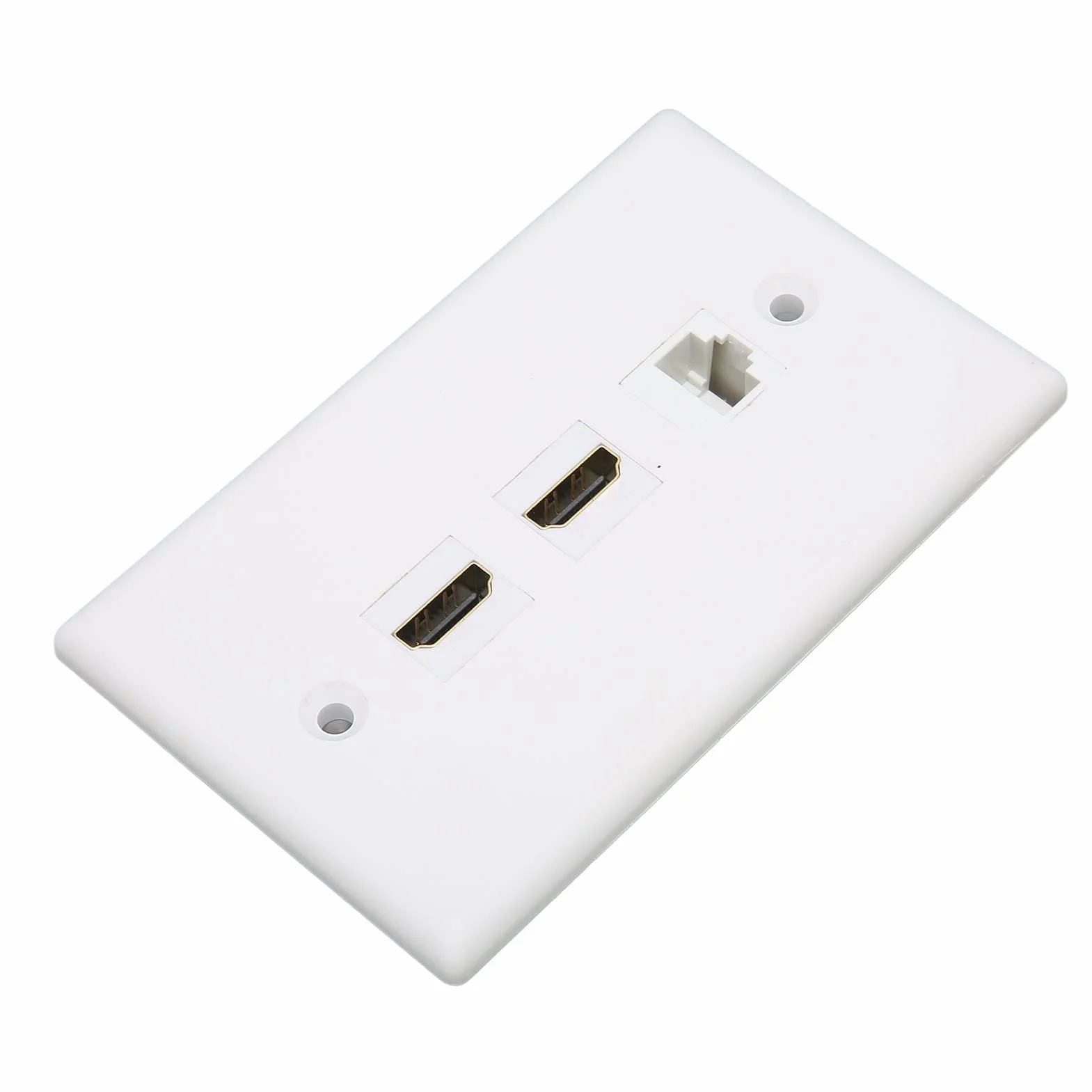 Płytka ścienna HDMI Ethernet, Gniazdo Keystone RJ45 Cat6 i 2 Gniazda Multimedialne 4K HD, Płytka ścienna Ethernet Bez Lutowania dla Projektora HDTV