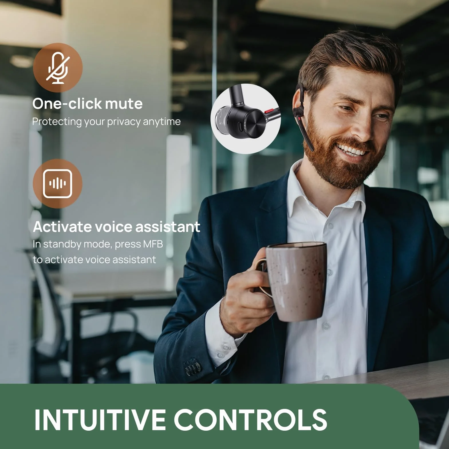 Yealink BH71 Lite Zestaw słuchawkowy Bluetooth, bezprzewodowe słuchawki z 4 mikrofonami z funkcją redukcji szumów, 10H czasu rozmowy, regulowany haczyk na ucho, słuchawki Bluetooth do telefonu