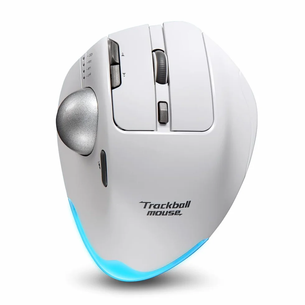 Zelotes Mysz bezprzewodowa z trackball 4800 DPI BT 5.0/3.0 + 2,4G ergonomiczna biała