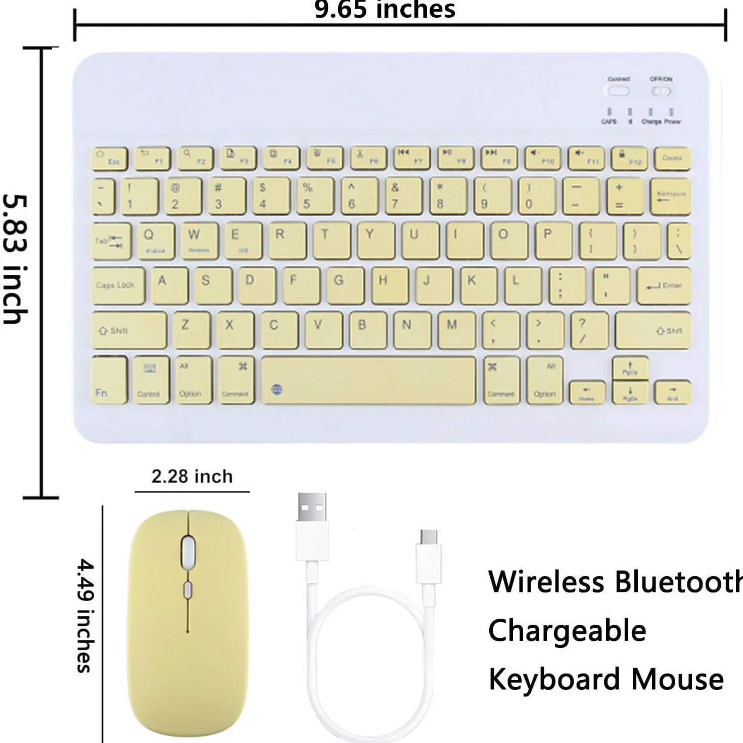 Keyboard Case for iPad Air 11 Cali (7/6 Generacja M3/M2 2025/2024), iPad Air 5/4 Generacja 10,9 Cala, Odłączana Klawiatura Bluetooth, Ultracienkie Etui Z Uchwytem Na Pióro I Myszką,Yellow