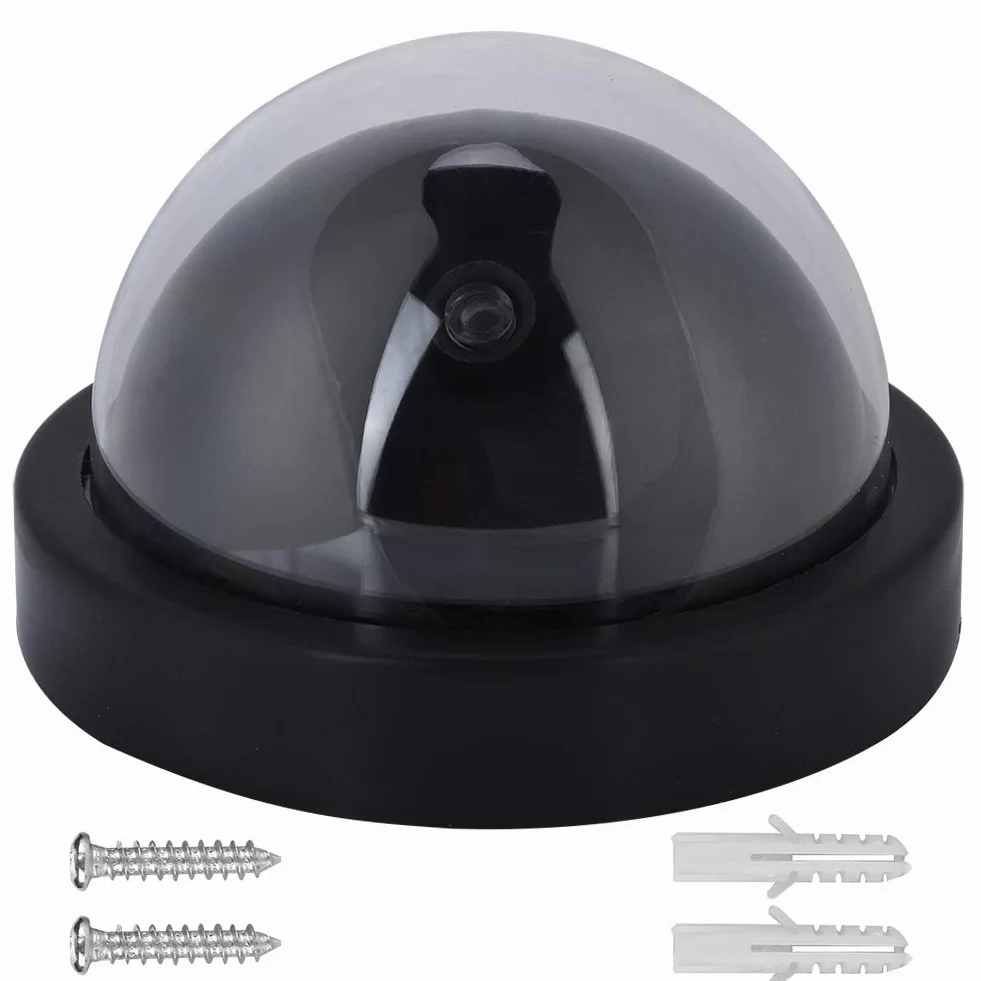 Atrapa kamery, Dummy Dome Camera Migające światło LED Symuluje kamerę bezpieczeństwa, Wewnętrzna zewnętrzna fałszywa kamera monitorująca Dummy Security Camera do domu/na zewnątrz
