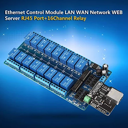 Keenso Ethernet 16-kanałowy moduł przekaźnika - Lan Wan Network Webserver moduł sterujący z portem RJ45 + NC1601, Default