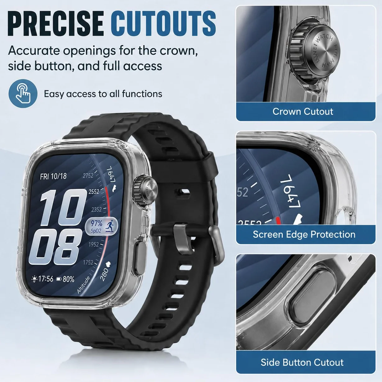 Etui ochronne kompatybilne z Huawei Watch Fit 5 Pro, z elastycznym TPU o wysokiej przejrzystości, folia ochronna na wyświetlacz [pełna ochrona], odporne na zarysowania i uderzenia etui