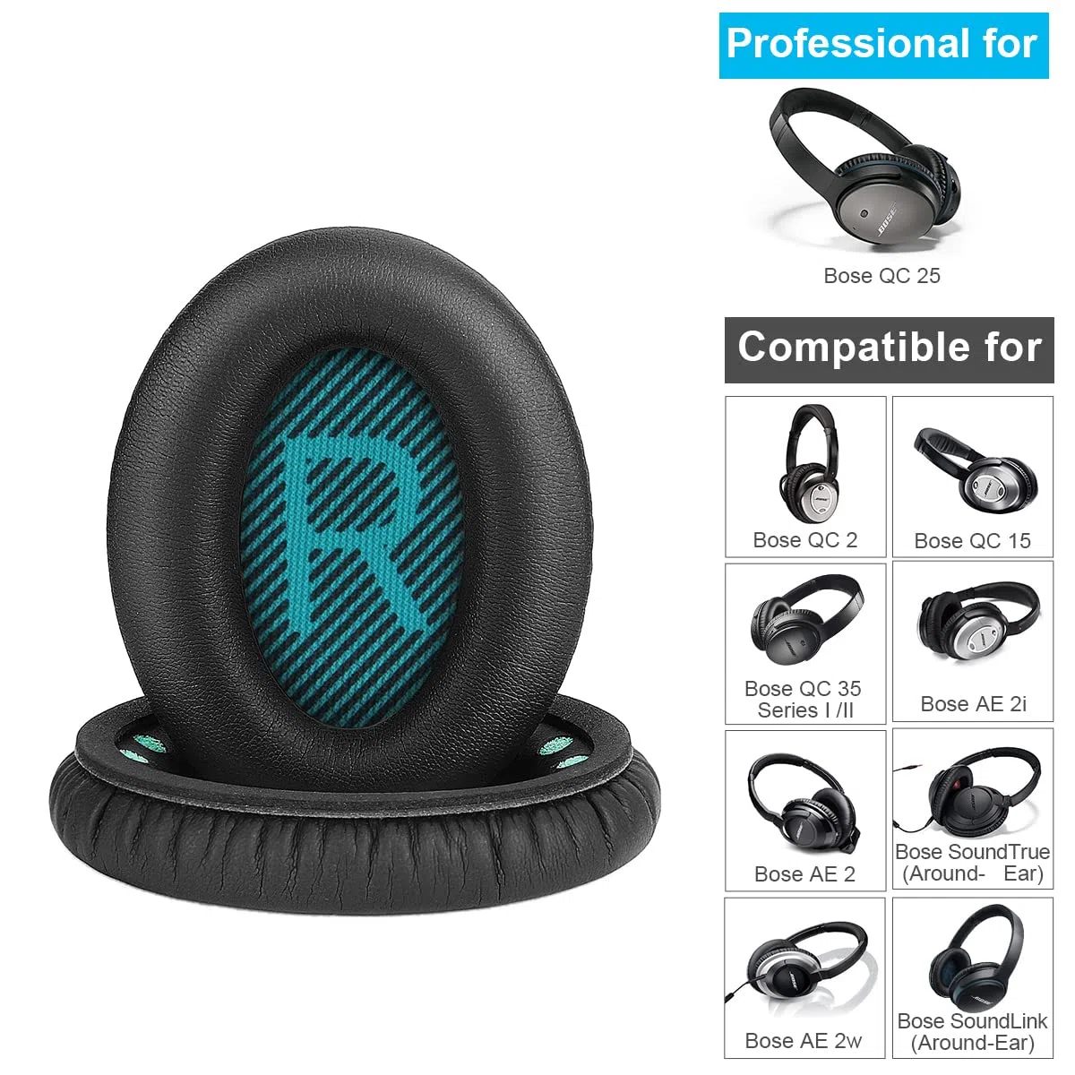 ELZO Zamienne nauszniki do Bose QC25, profesjonalne słuchawki nauszne z nausznikami QuietComfort 25 AE2 AE2w AE2 QC15 QC2 SoundTrure SoundLink