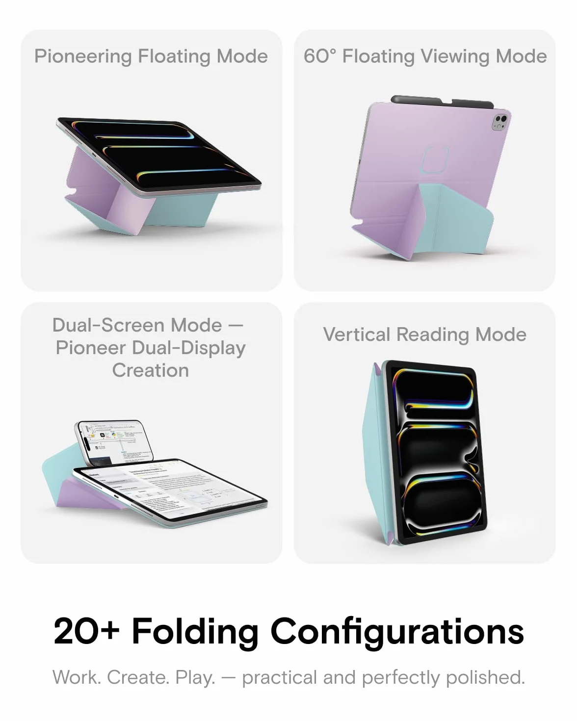 MOFT Dynamic Folio etui do iPada Air 11" (M4/M3/M2/4/5. Gen 2026/2025/2024), smukłe magnetyczne etui na tablet ze stojakiem i ponad 20 kątami widzenia, funkcja automatycznego budzenia/uśpienia - Peony