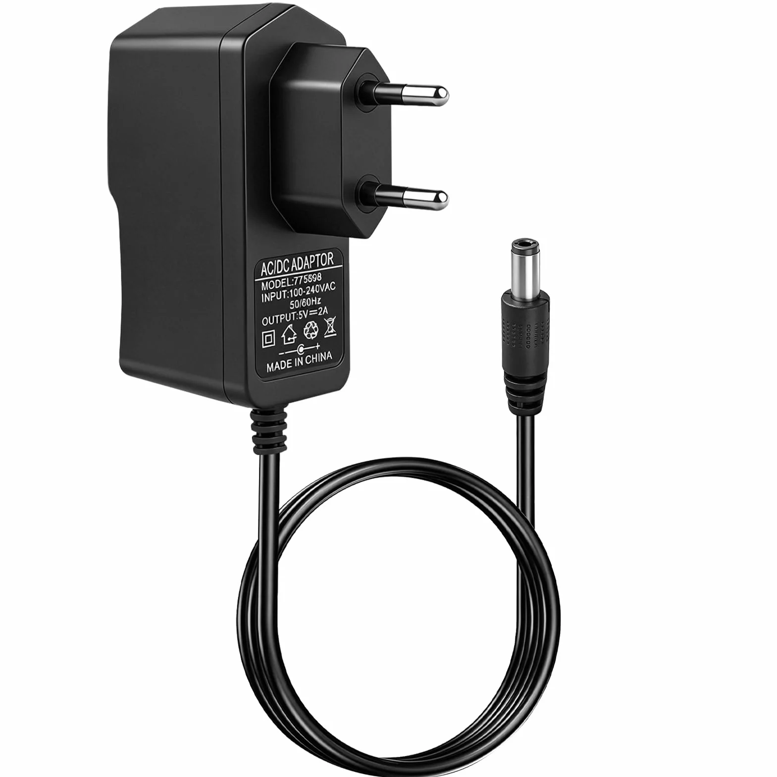 Uniwersalna ładowarka 5V 2A zasilacz 5V 2A AC/DC adapter 100-240V 50/60Hz ze złączem 5,5 mm x 2,1 mm, zasilacz 10 W do monitora projektora CCTV LED