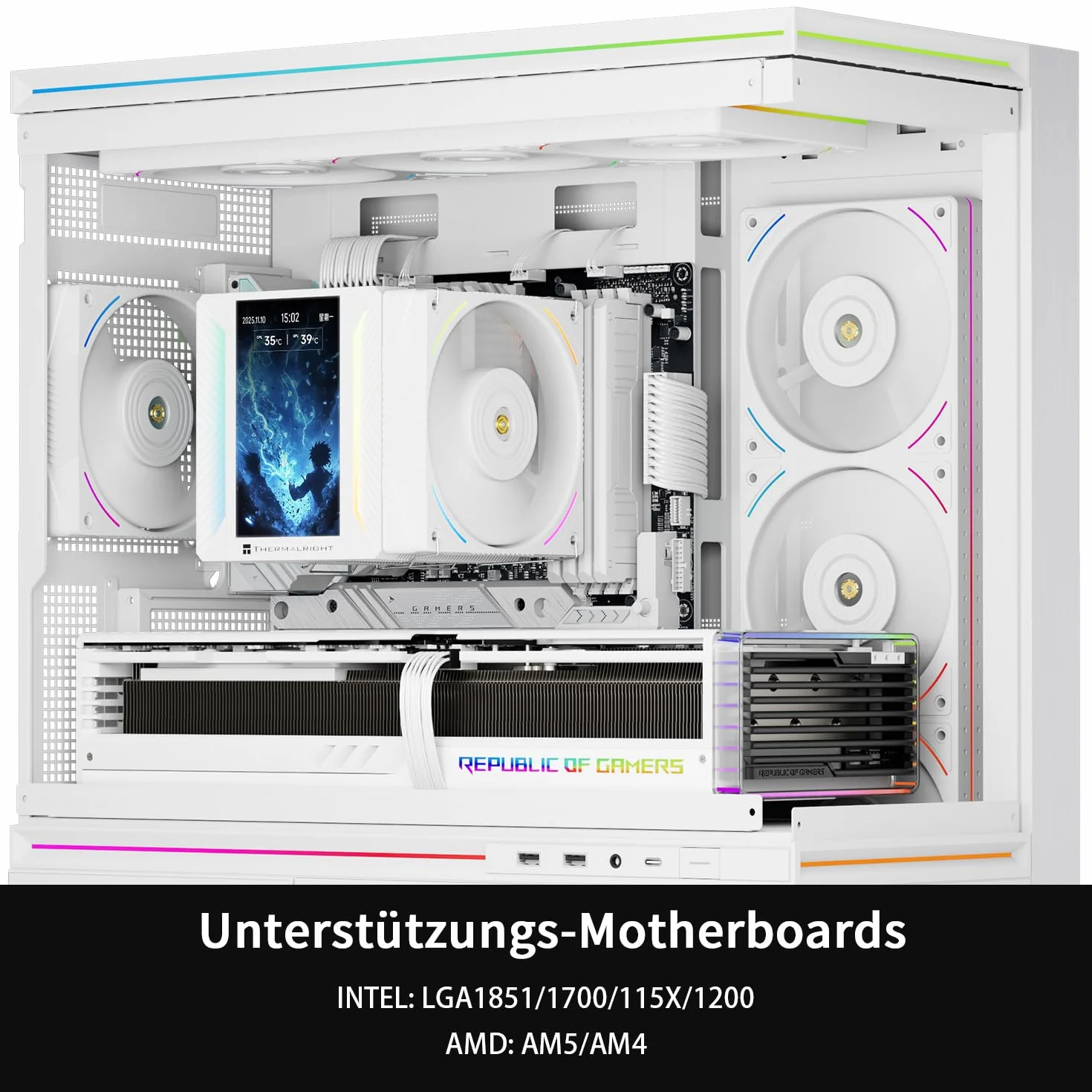 Thermalright Peerless Assassin 120 VISION MAX ARGB White chłodnica powietrza CPU Dual-Tower 2150 obr./min 5-calowy wyświetlacz IPS