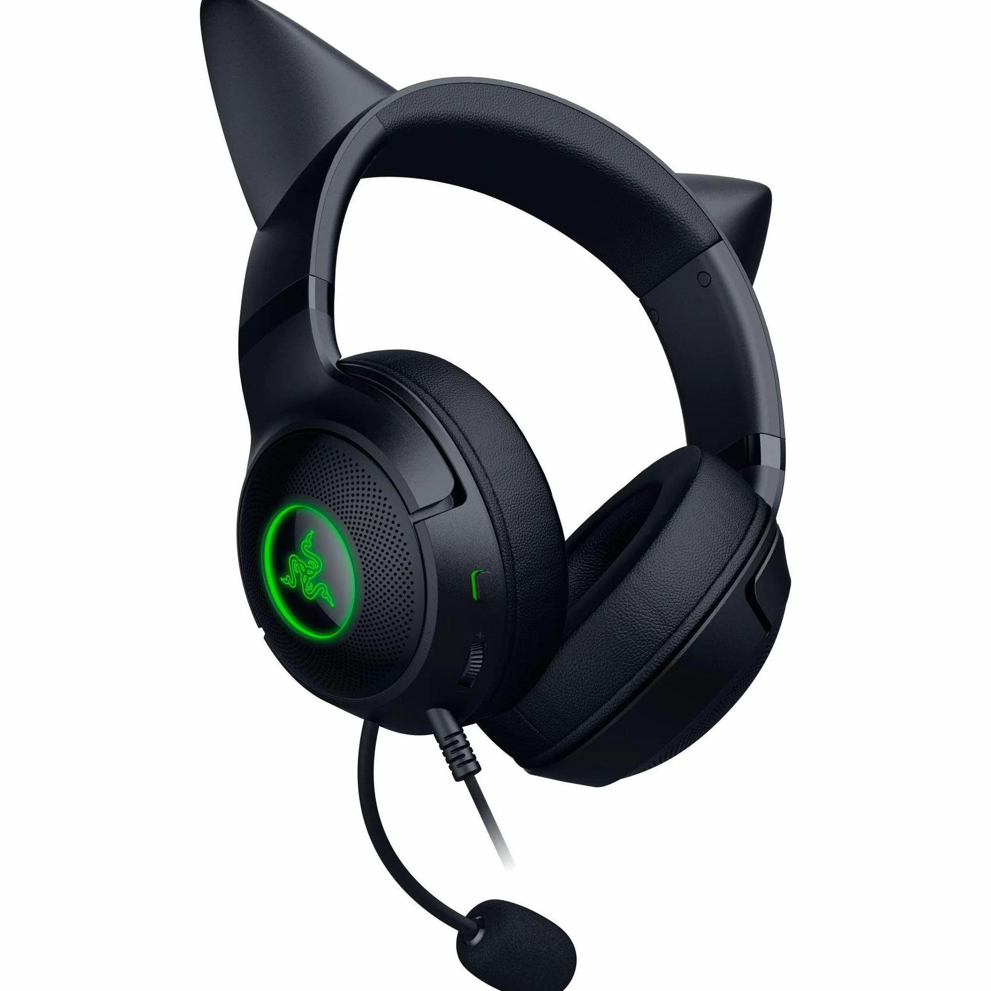 Razer Kraken Kitty V2 - Przewodowy zestaw słuchawkowy RGB z kocimi uszami (oświetlenie reaktywne Stream, HyperClear Micro Cardioid, Przetworniki Triforce 40mm, 7.1 dźwięk przestrzenny) Czarny