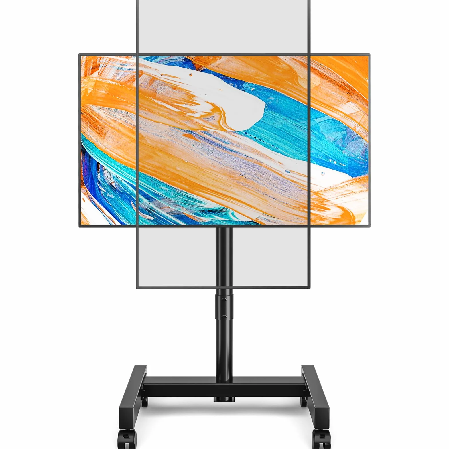 TVON Narożny stojak na telewizor z regulacją wysokości na kółkach do telewizorów 13-50 cali, maks. VESA 200 x 200 mm, do 20 kg, czarny