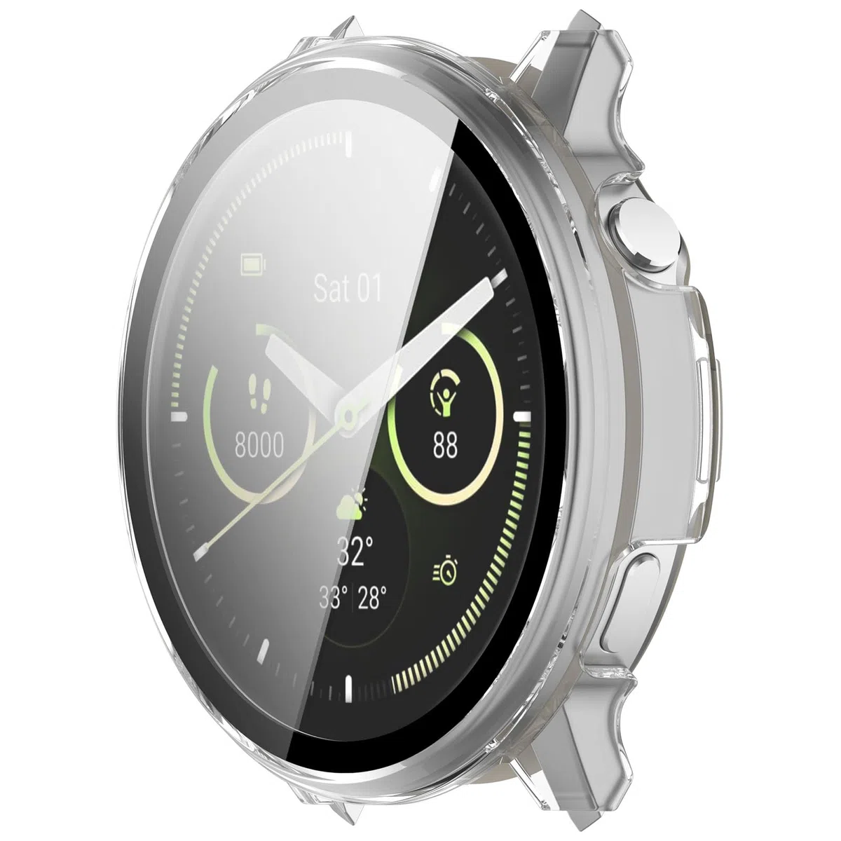 Etui kompatybilne z Garmin Venu 4 z osłoną ekranu, matowa obudowa ze szkła hartowanego PC, pełna osłona na cały korpus dla Venu 4 45mm/41mm (Przezroczysty, 41mm)
