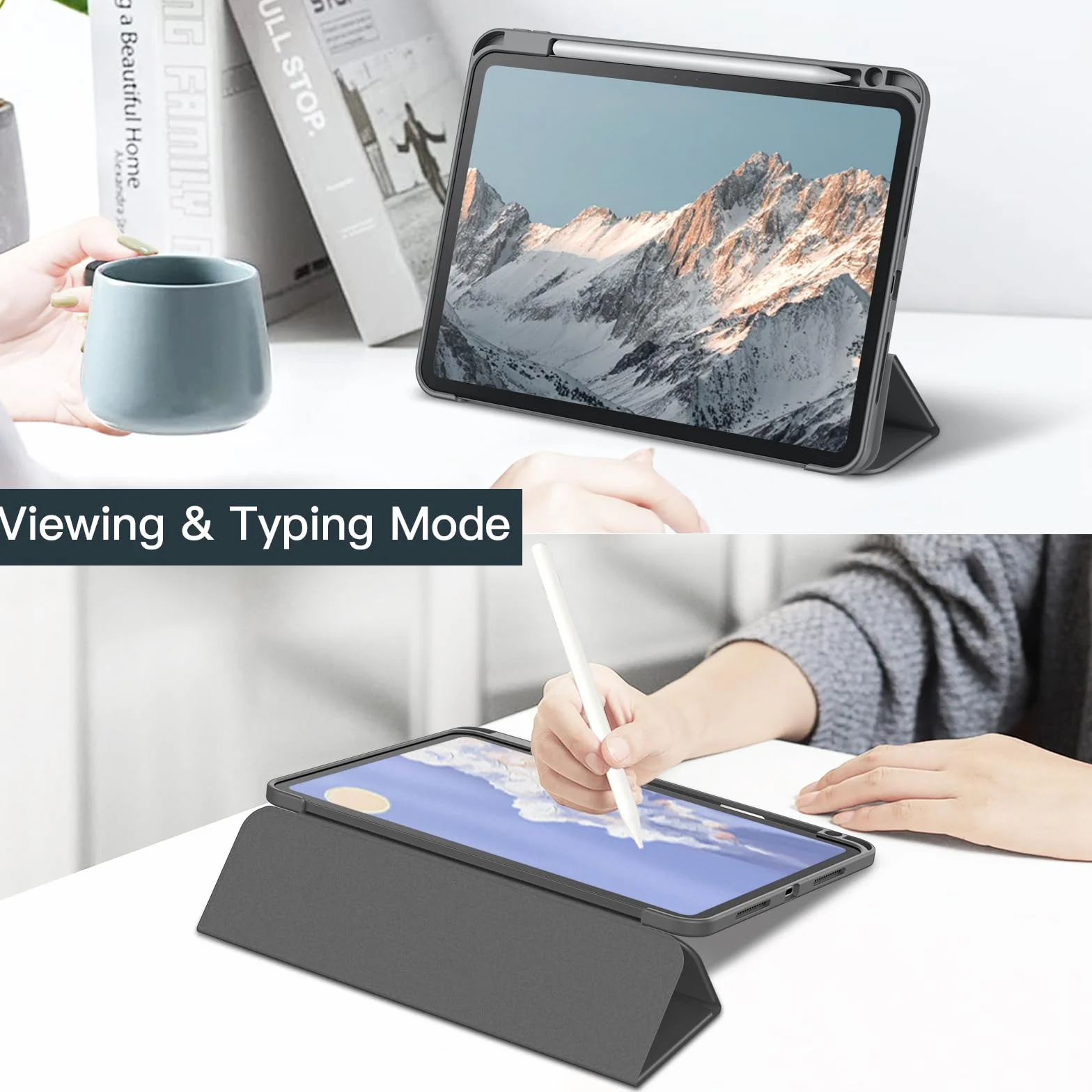 JETech Etui dla iPad Pro 11 Cala M5/M4 2025/2024 (6./5. Generacji) z Pencil Uchwyt, Przejaśniać Przezroczyste Tylna Skorupa Smukłą Podstawkę Odporny na Wstrząsy Osłoną Tabletu (Gwiezdna Szarość)