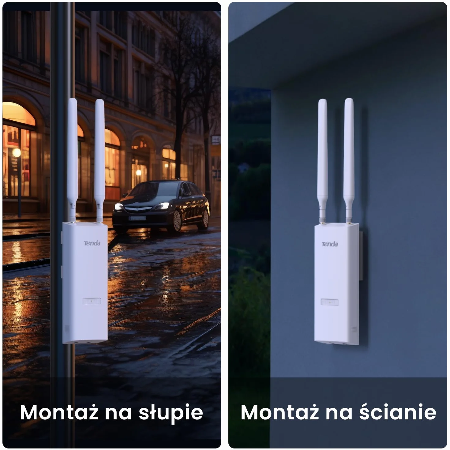 Tenda OAP1200 zewnętrzny punkt dostępowy AC1200 Gigabit Dualband PoE IP65 biały