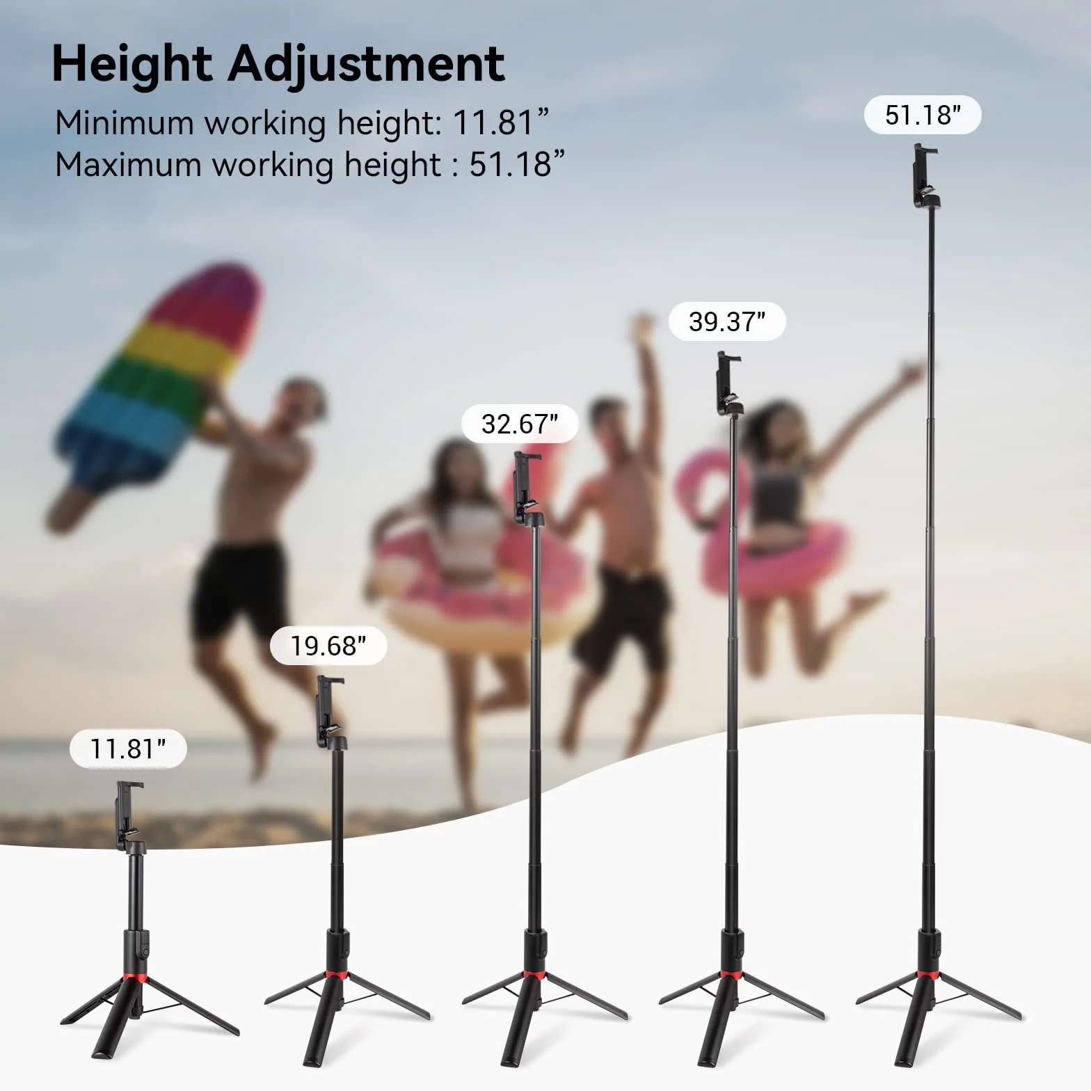 SMALLRIG Statyw Selfie Stick ST20 z pilotem Bluetooth 130cm przenośny do telefonów