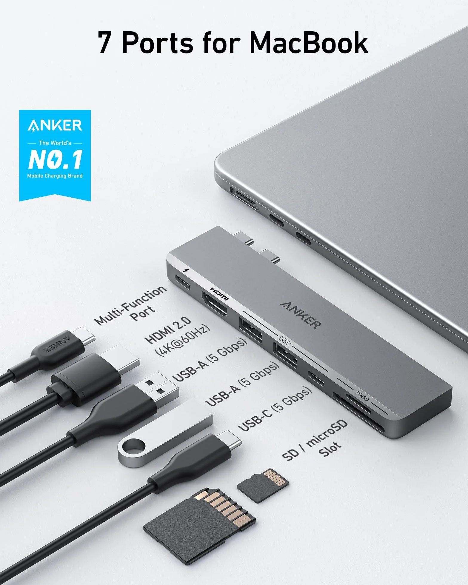 Anker Hub USB C 7 w 2 HDMI 4K Thunderbolt 4 MacBookPro 33.0 cm MacBookAir M1/M2