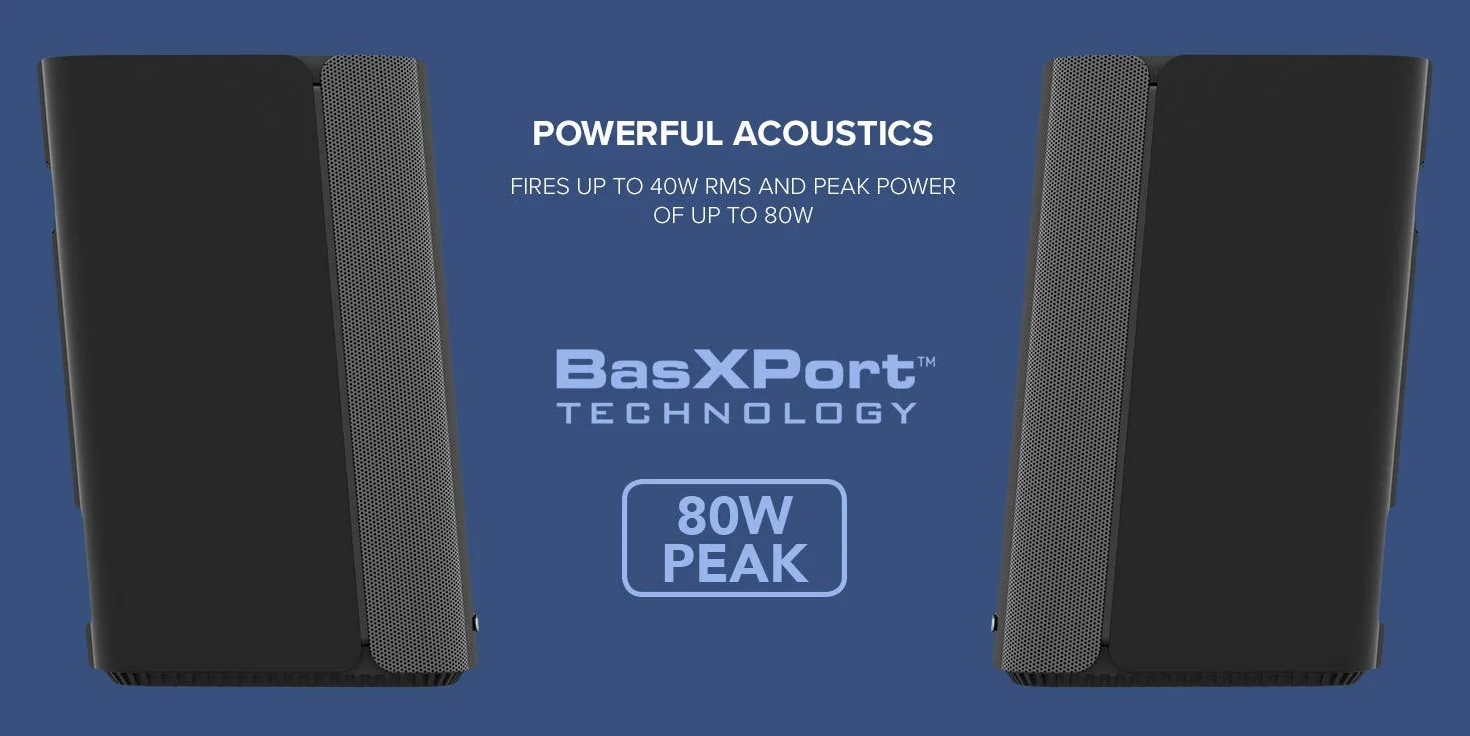 Creative 51MF1690AA000 Kompaktowy Głośnik biurkowy 2.0 z Hi-Fi, Czarny, 80 W