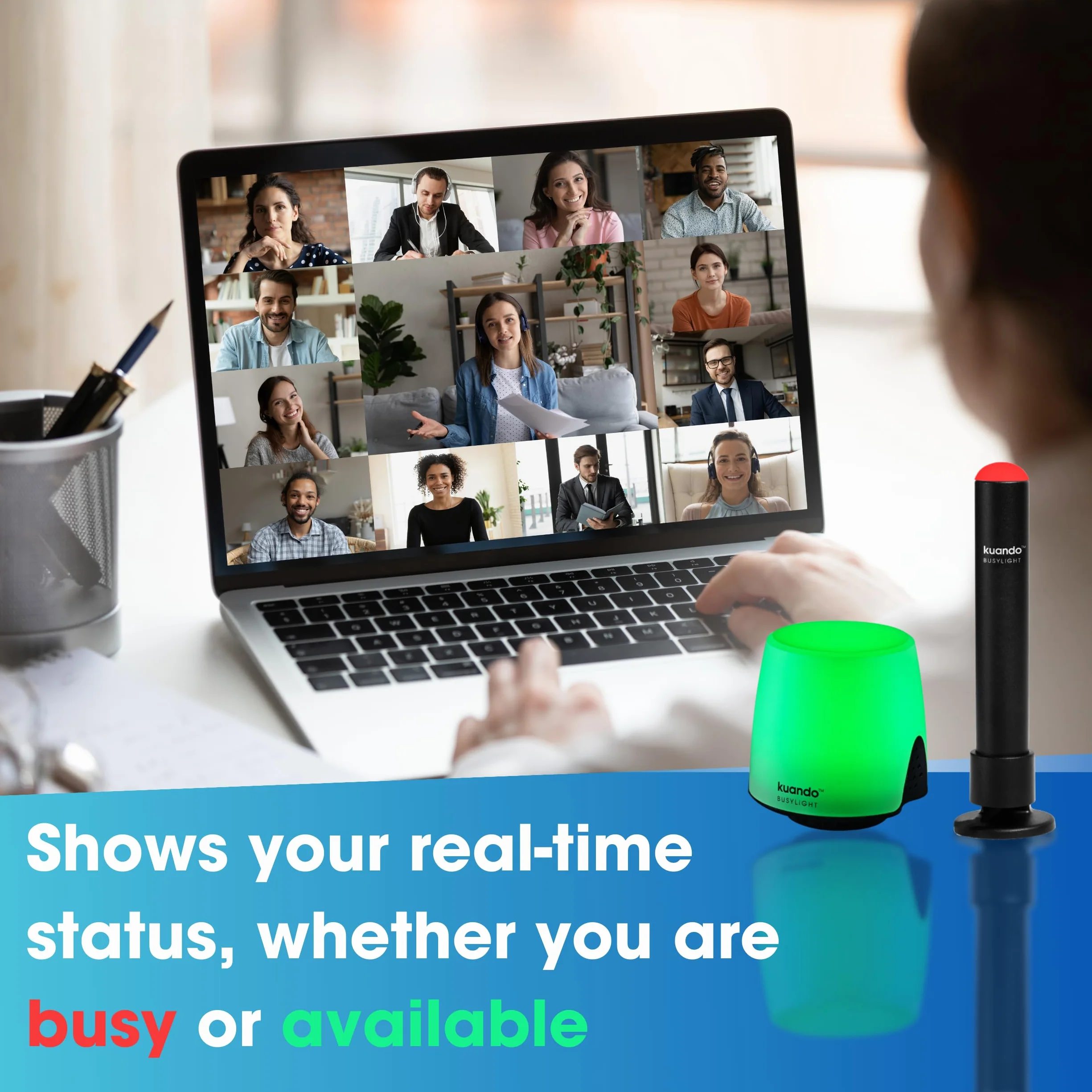 Busylight UC Omega USB – Lampka LED Statusu do Biura i Home Office – Wskaźnik Dostępności do Połączeń, Spotkań i Skupienia – Współpracuje z Teams, Zoom, Skype, Cisco