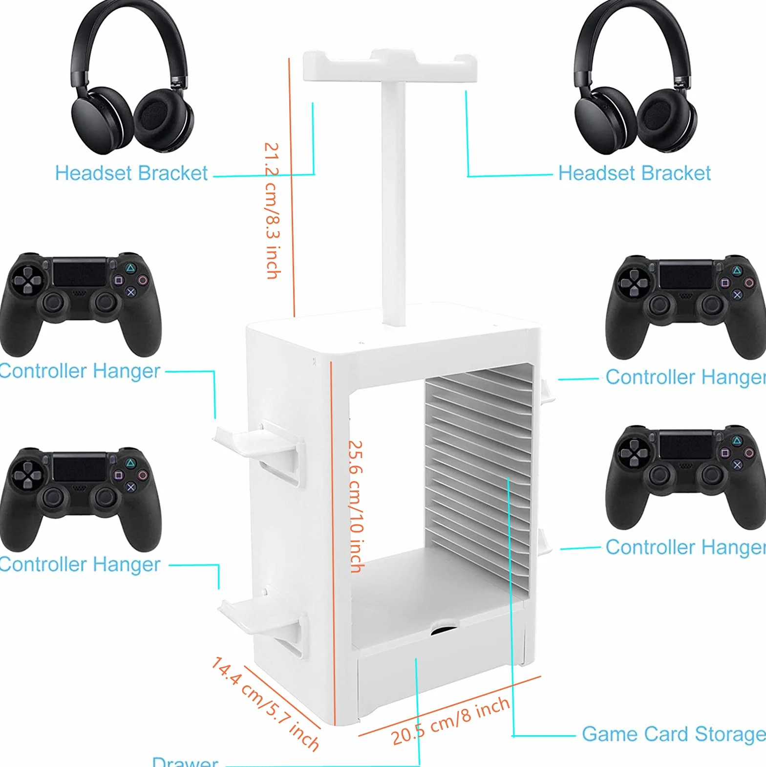 Stojak do przechowywania na PS5, organizator dysków, na 10 gier, 4 kontrolery 2 słuchawki, stojak do przechowywania płyt DVD dla PlayStation 5/4/Slim/Pro