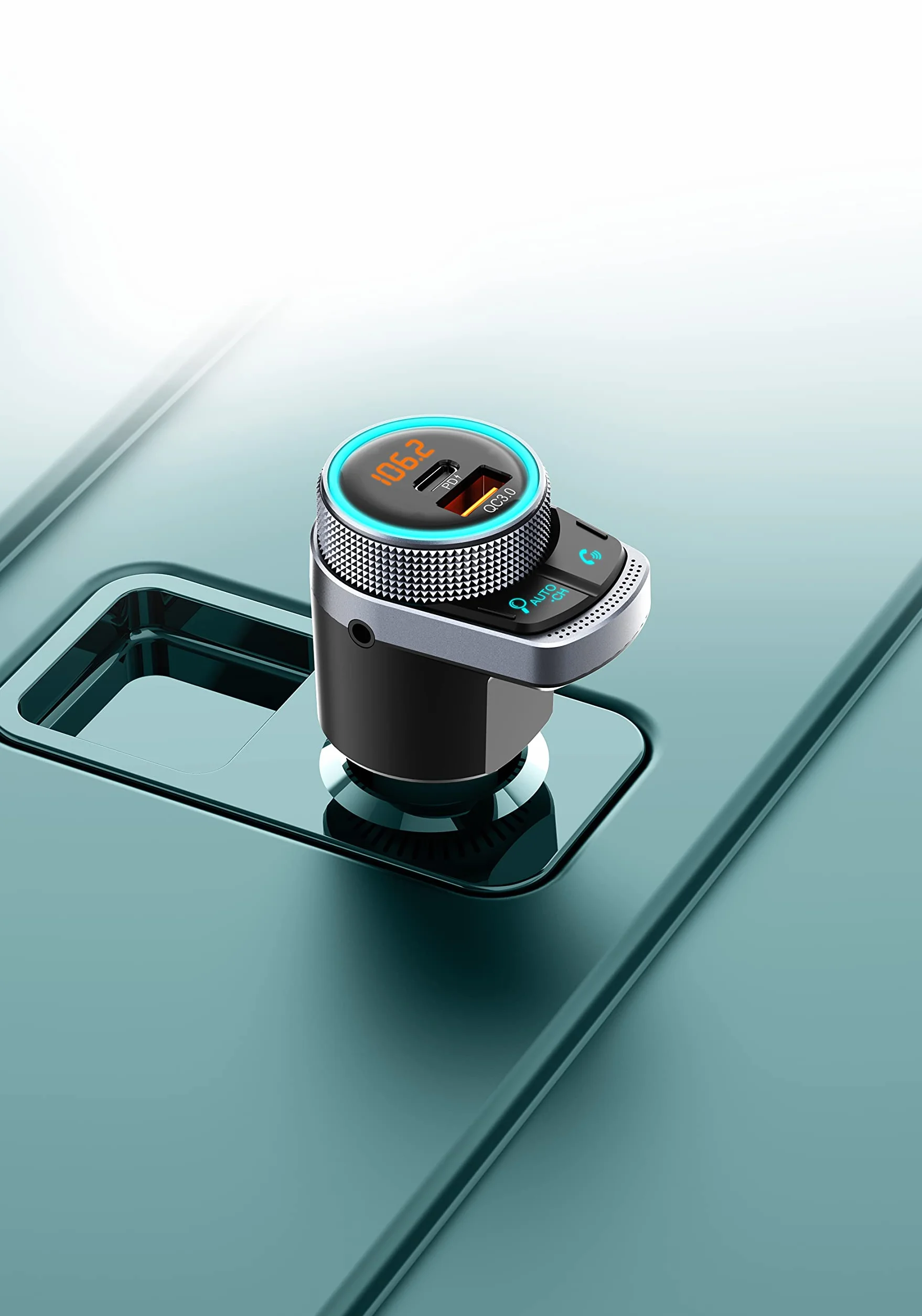 Feegar Q300 Pro Transmiter FM Bluetooth Stereo Ładowarka samochodowa USB 38W QC3.0 PD