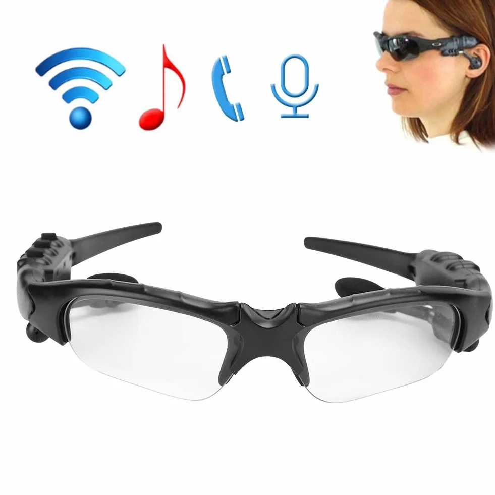 Okulary Przeciwsłoneczne Bluetooth Zestawy Słuchawkowe, Bezprzewodowy Dźwięk MP3 Dźwięk Stereo Odtwarzający Muzykę Słuchawki, Dzwonienie w Trybie Głośnomówiącym(Przezroczysty)
