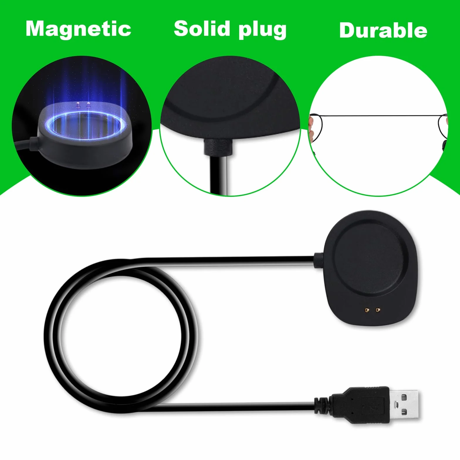 2szt Zapasowe Ładowarki do Amazfit T-Rex 3/Balance 2/Helio Strap/Balance, 102 cm Długości Zapasowy Magnetyczny Kabel Ładujący USB