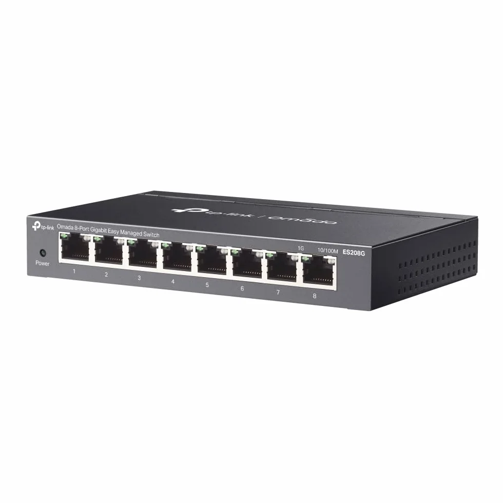 TP-Link ES208G 8-portowy Gigabit Ethernet Switch Easy Managed, montaż na biurku/ścianie, metalowa obudowa, QoS IGMP Snooping