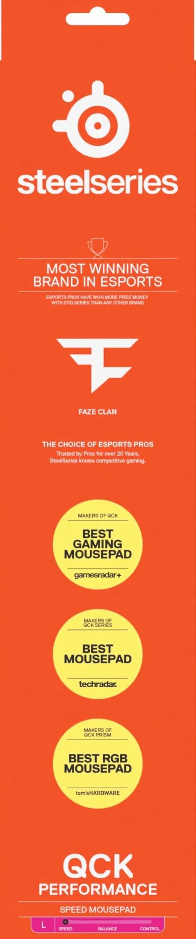 SteelSeries, podkładka QcK L Performance Speed - Dodatkowa gęstość dająca poślizg - Niskoprofilowe przeszycia krawędzi - Antypoślizgowa podstawa z neoprenu - Rozm. 490 x 420 mm - FPS, MOBA, RTS, MMO