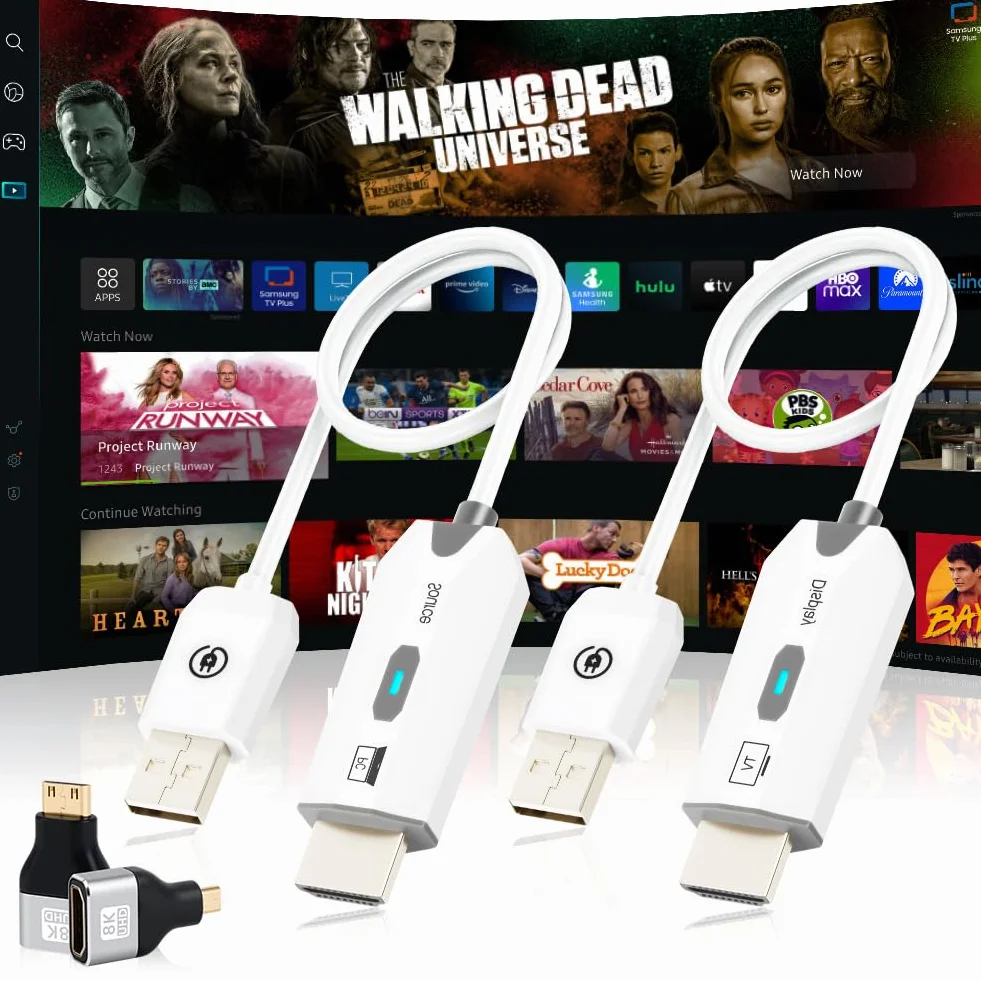 AXFEE Bezprzewodowy nadajnik i odbiornik HDMI, bezprzewodowy przedłużacz HDMI 1080P przy 60 Hz, zasięg 50 m, bezprzewodowy nadajnik i odbiornik HDMI