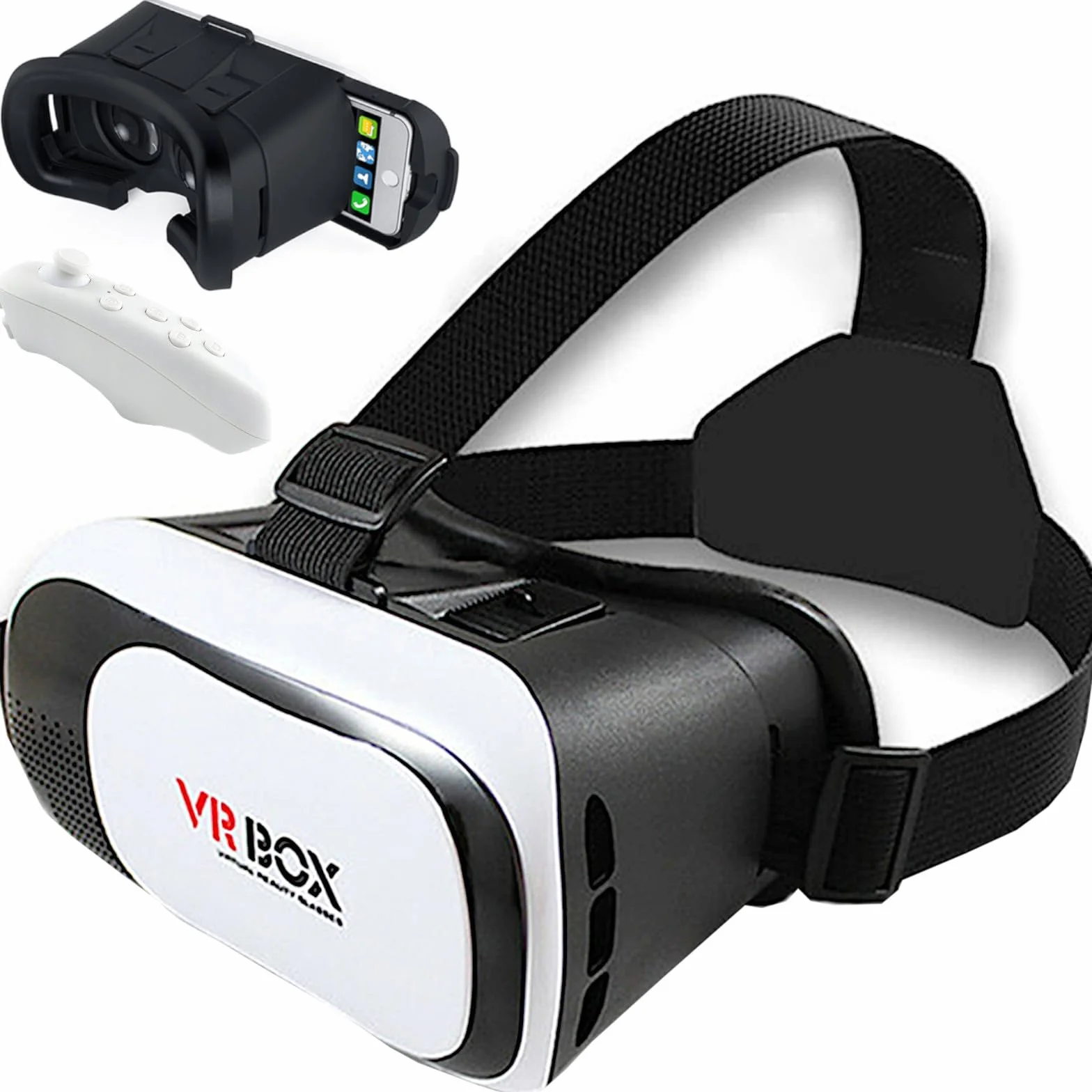 Retoo Zestaw Słuchawkowy 3D VR do smartfona 3,5-6,3 cala z pilotem i przeglądarką 360°, gogle VR kompatybilne z Androidem, Phone, Samsung, Moto, LG, Huawei, Asus, akcesoria VR, białe