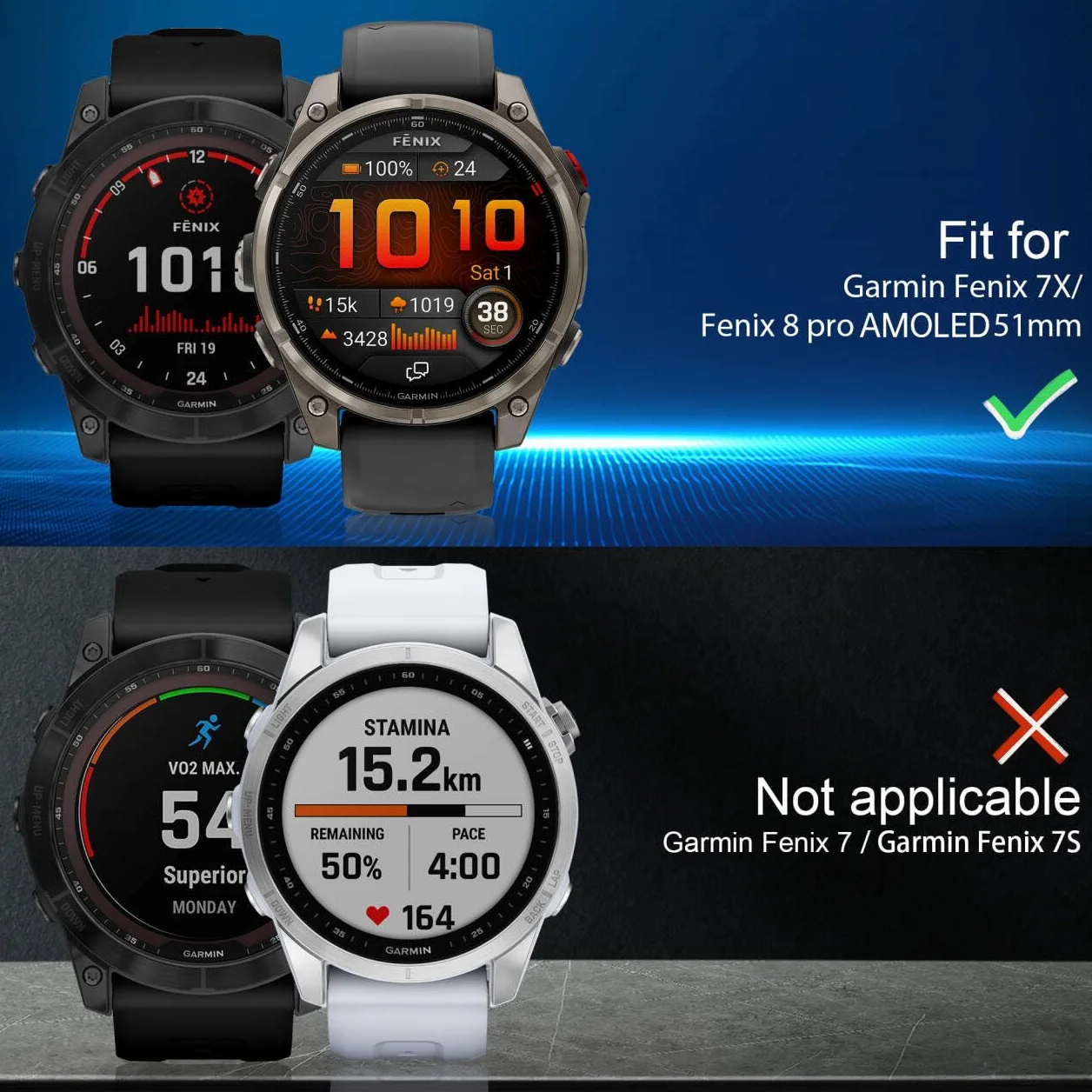 NEWZEROL 4 Sztuki Folii Ochronnych na Wyświetlacz Kompatybilne z Garmin Fenix 8 51mm Solar/8 pro AMOLED 51mm/Fenix 7X 51mm /7X Solar/Sapphire Solar [Bez pęcherzyków Powietrza] Wysokiej Rozdzielczości