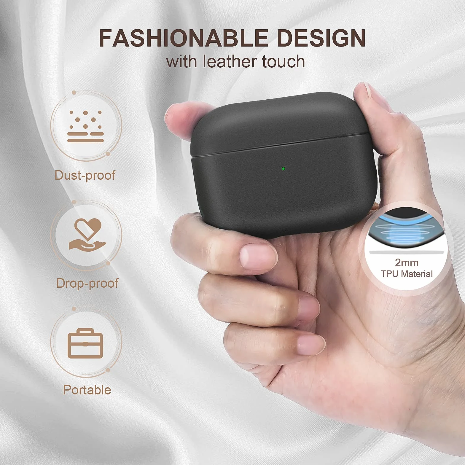 Teyomi Etui kompatybilne z Airpods Pro 2, etui ochronne TPU kompatybilne z Airpods Pro 2 generacji z paskiem na nadgarstek, wzór tekstury (czarny)