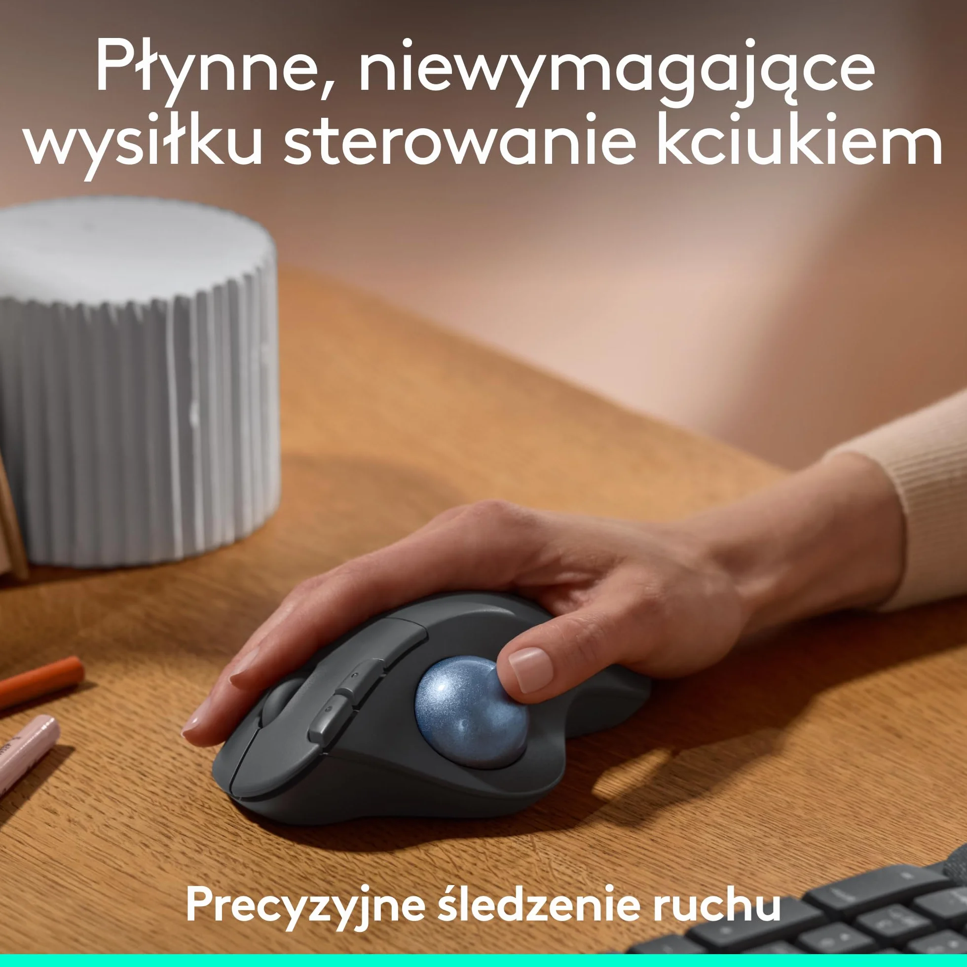 Logitech ERGO M575S bezprzewodowa mysz z trackballem ergonomiczna Bluetooth Grafit