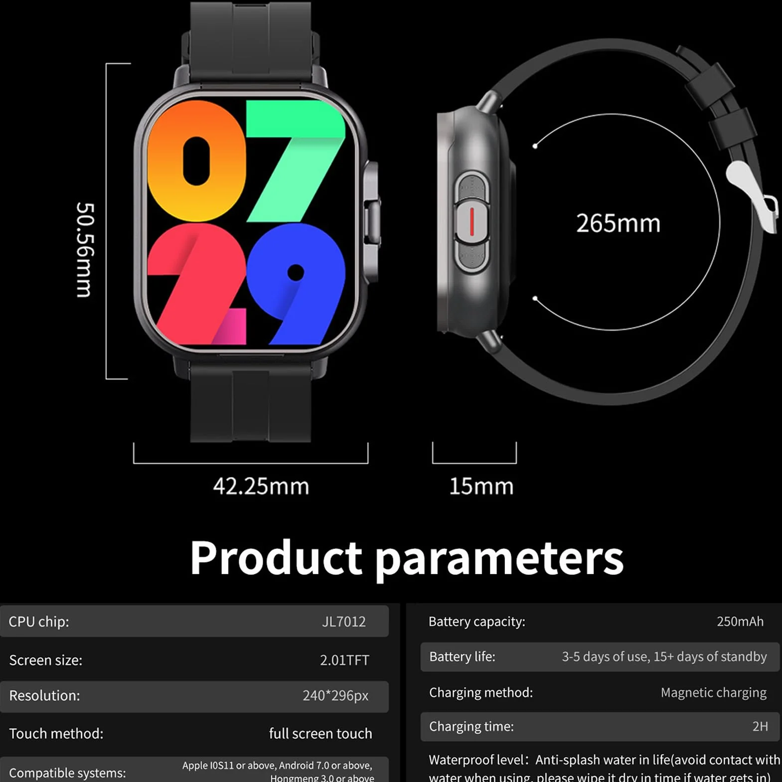 Inteligentny Zegarek ze Słuchawkami, Bezprzewodowy Zestaw Słuchawkowy Smartwatch 2 w 1 z Silikonowym Paskiem i Ekranem o Przekątnej 2,01 Cala, Zegarek z Trackerem Fitness dla IOS
