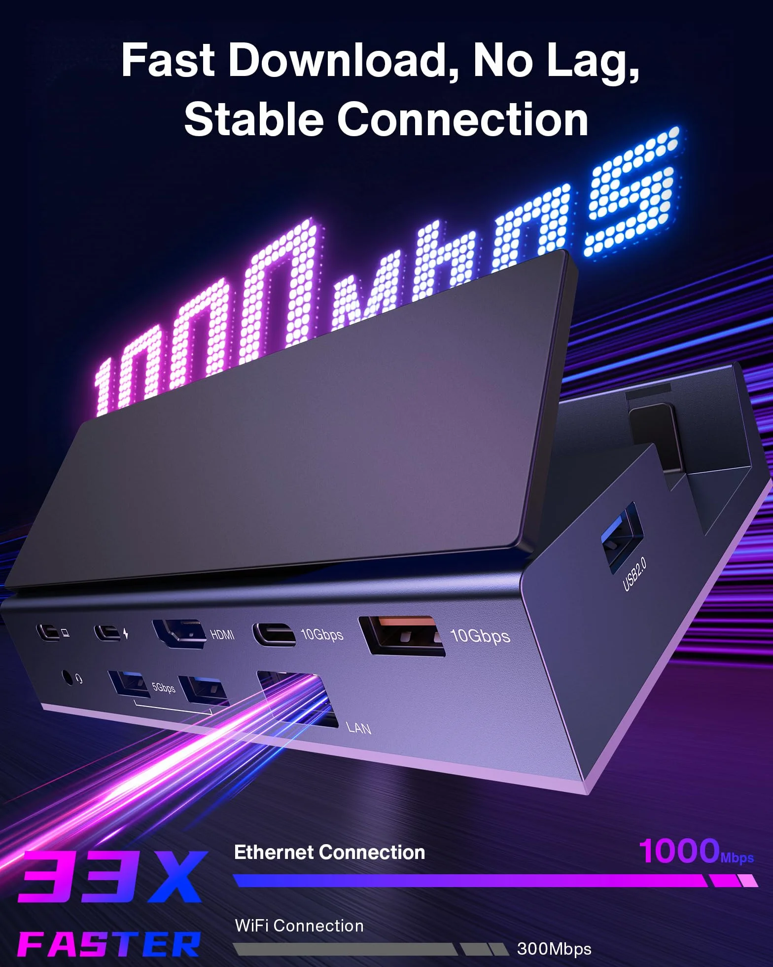 iVANKY 14-in-1 RGB ROG Ally Dock met HDMI 2.1 4K@120Hz, 1Gbps Ethernet, USB 3.2 10Gbps, gniazdka SD/TF, 100W USB-C Opladen, Docking Station Compatibel met ASUS Alloy/Legion go/Valve Steam Deck