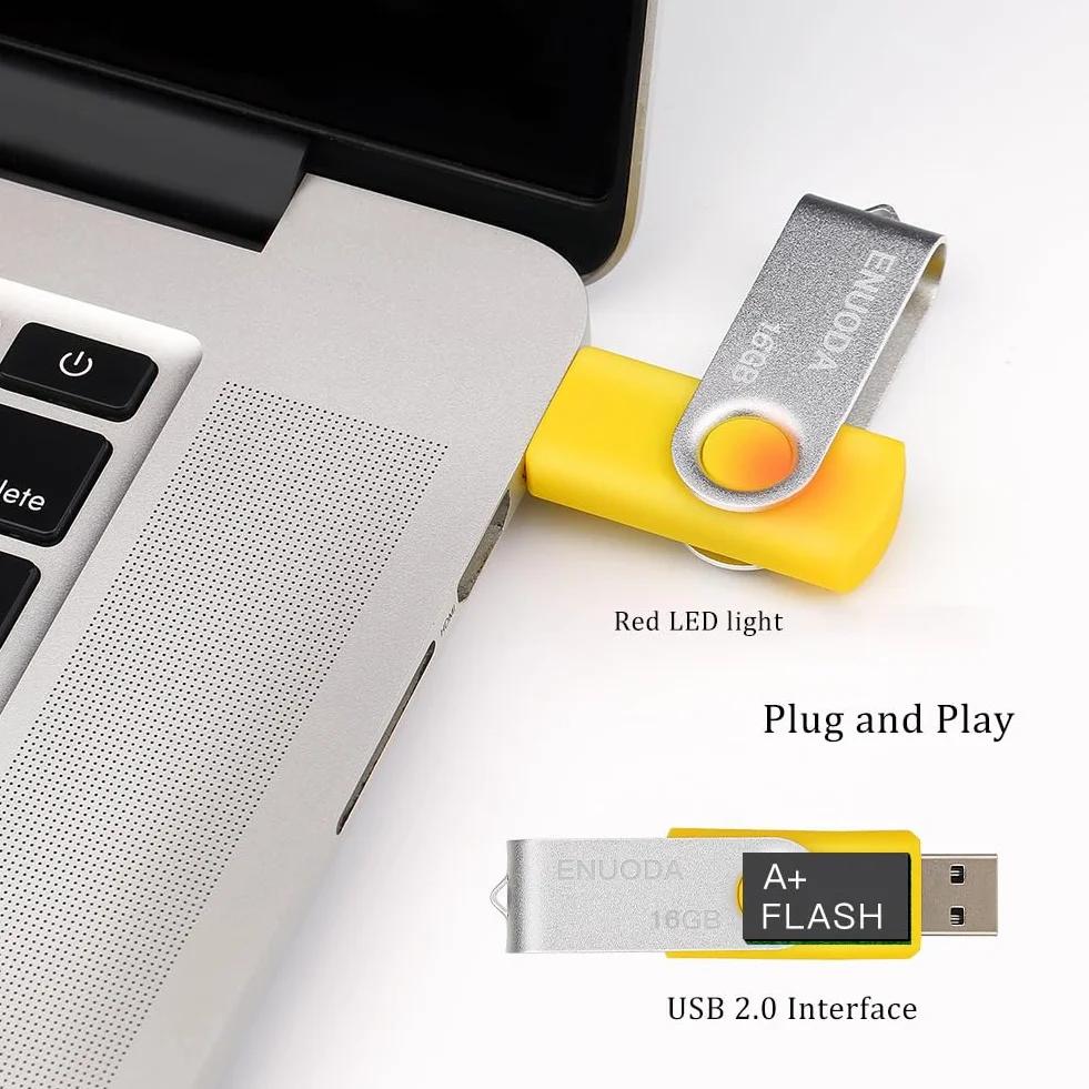 ENUODA Pamięć USB 16 GB 10 Sztuki USB 2.0 Pendrive Metalowa Obrotowe Dyski Kciuki Napęd (10 Mieszany Kolor)