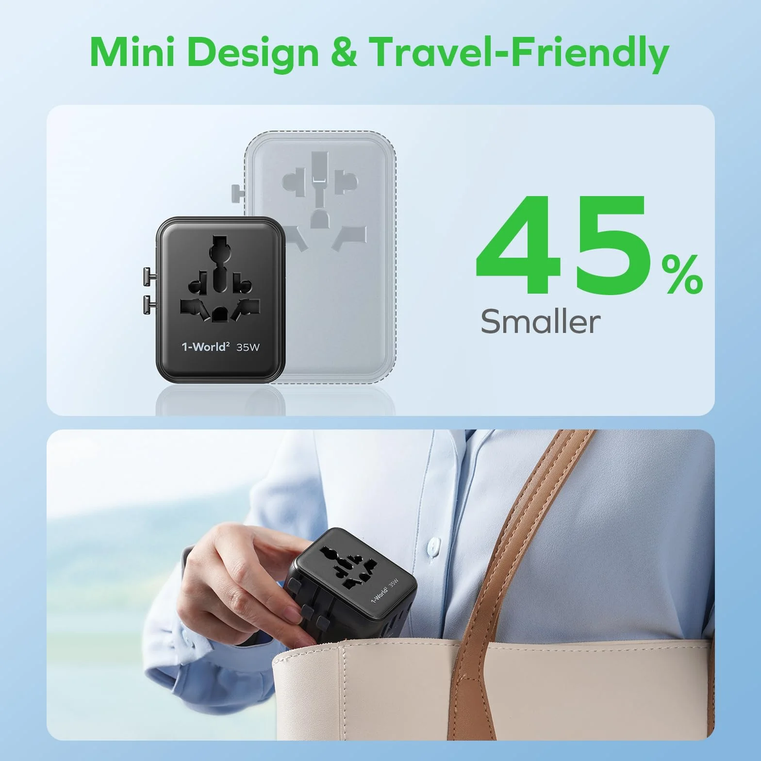 MOMAX Uniwersalny adapter podróżny z PD 35 W GaN European to UK