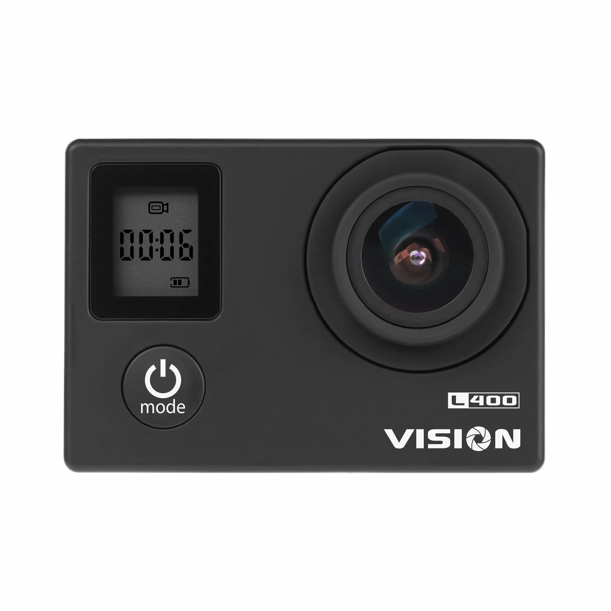 Krüger&Matz Kamera Sportowa 4K 30 FPS Vision L400 1 GB RAM Wyświetlacz 2” 320 x 240 px Wi-Fi Mikrofon Wodoszczelna Obudowa Slow Motion KM0291