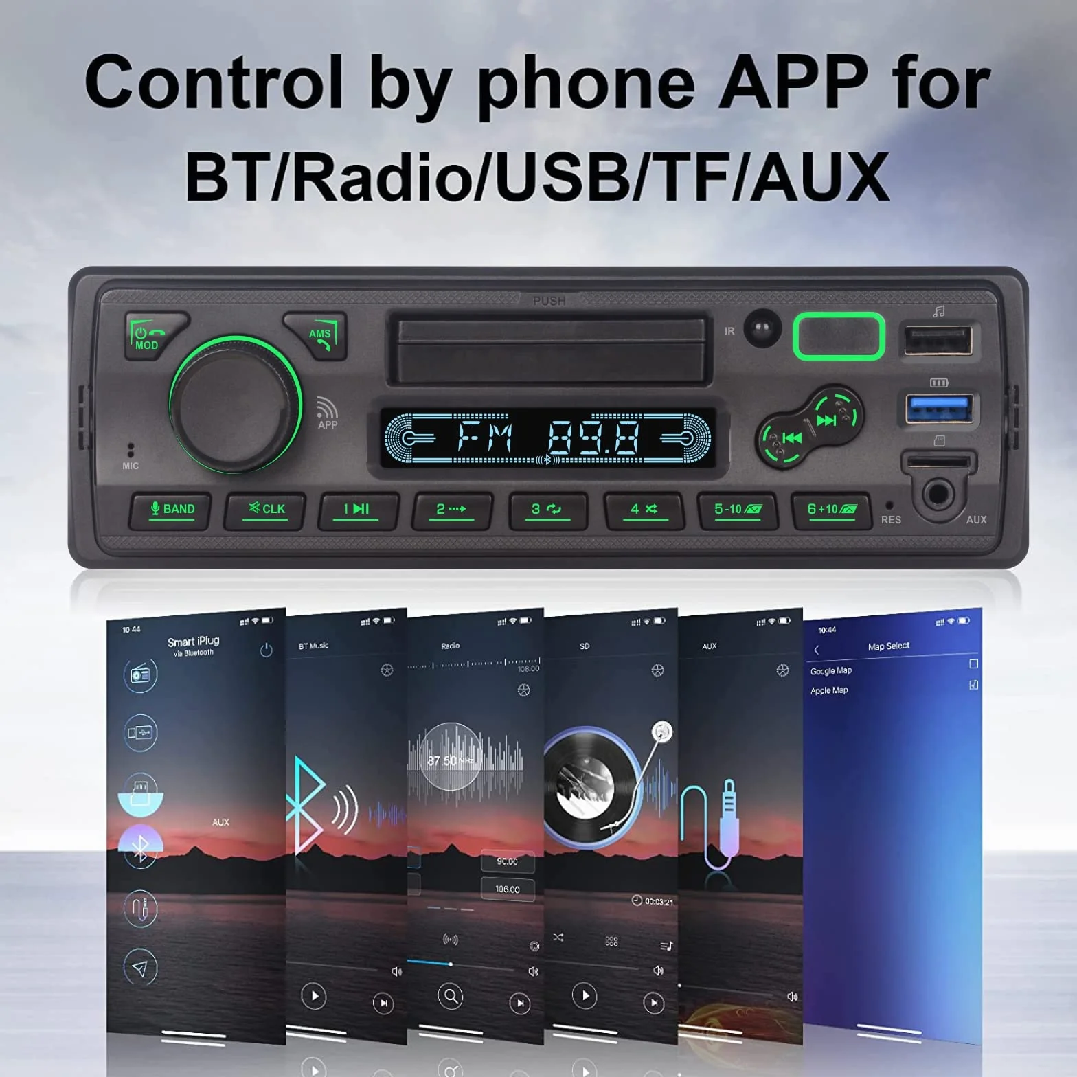 Samochód stereo z singlem Bluetooth Single Din with App Control MP3 Odtwarzacz obsługuje połączenia bezpłatne/USB/FM/AM/TF/Aux-in/EQ, odbiorniki radiowe samochodowe z uchwytem telefonu Zewnętrzne mikrofon SWC