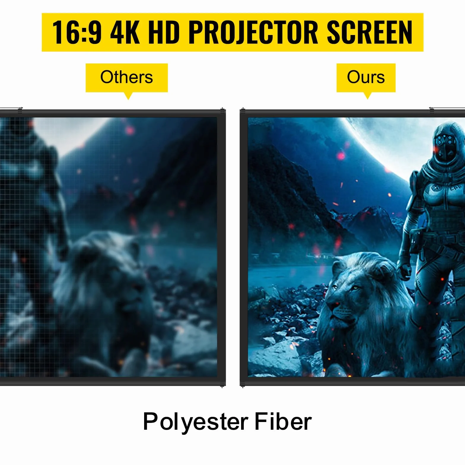 VEVOR Ekran projekcyjny ze statywem 110 cali, 4K, HD 16:9, płótno projekcyjne na statywie z regulowaną wysokością ekranu do projektora 244 x 137 cm, odporny na zagniecenia projektor kina domowego na