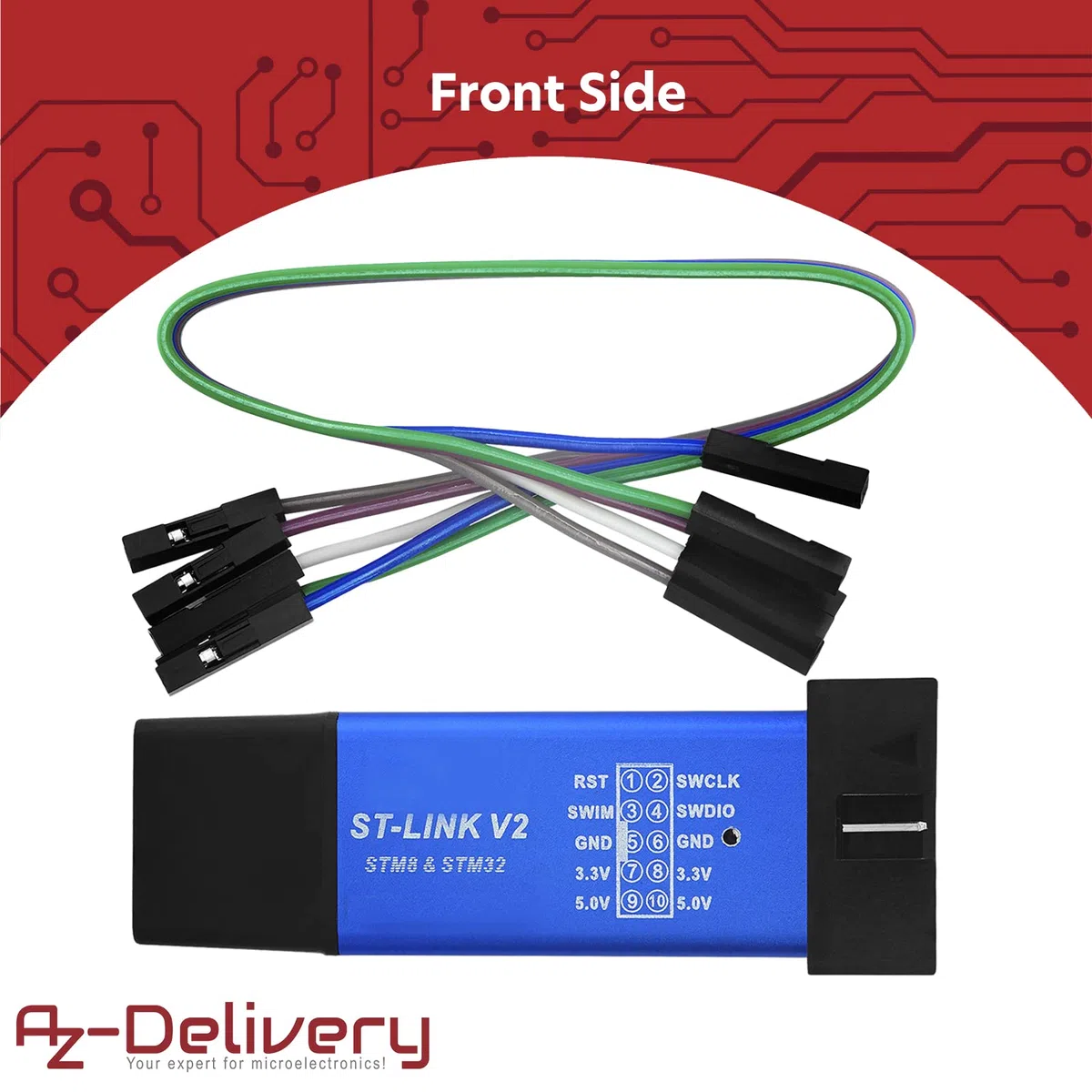 AZDelivery Mini debugger i emulator programowania Stlink V2 dla STM8 i STM32 z aluminiową obudową kompatybilny z Arduino wraz z E-Book!