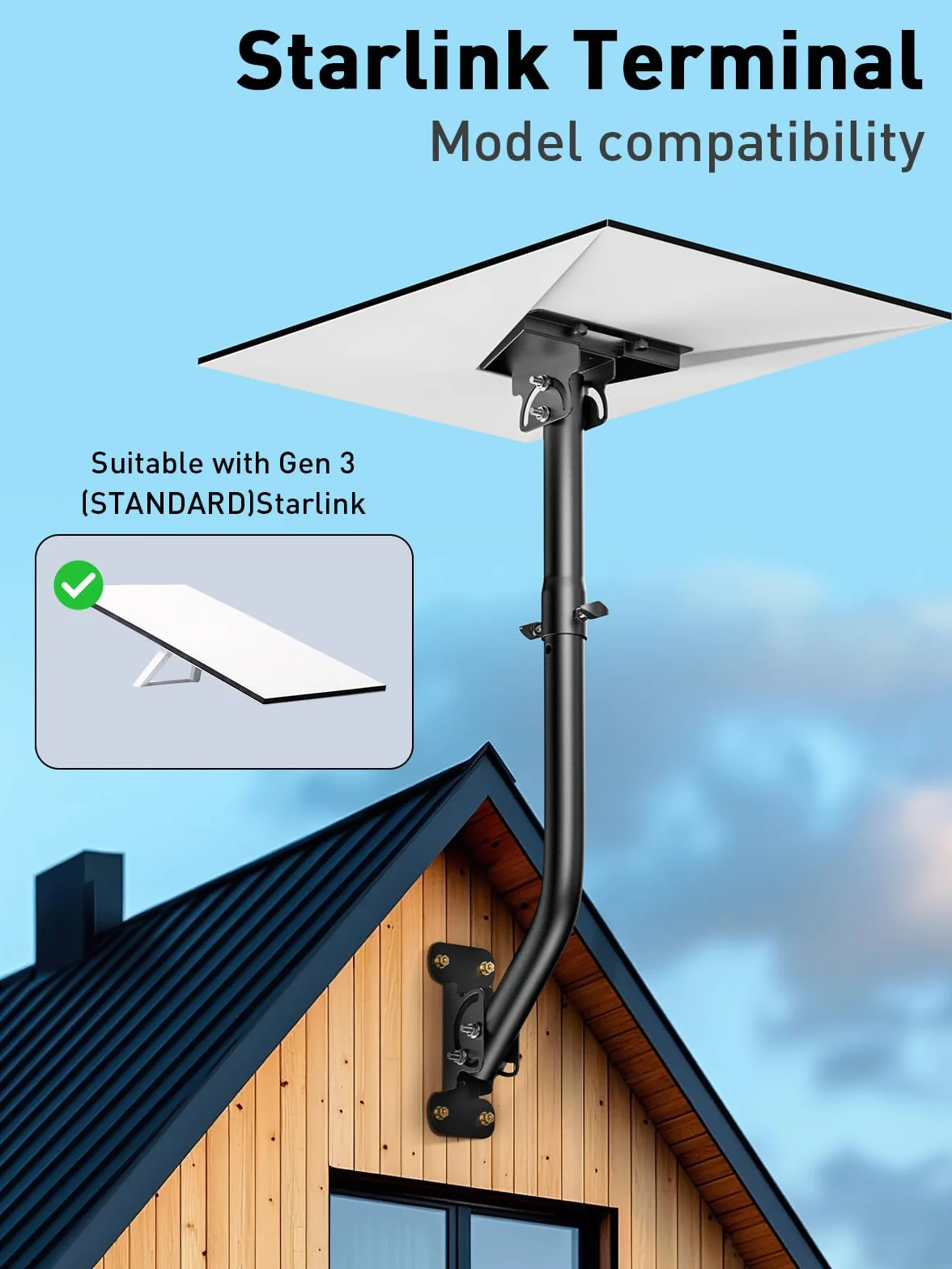 Starlink Gen 3 Montaż 360° Regulowany V3 Starlink Montaż Ścienny Starlink Gen3 Zestaw Montażowy na Słupek z Adapterem Rury Starlink Gen 3 dla Internetu Satelitarnego Starlink Gen3