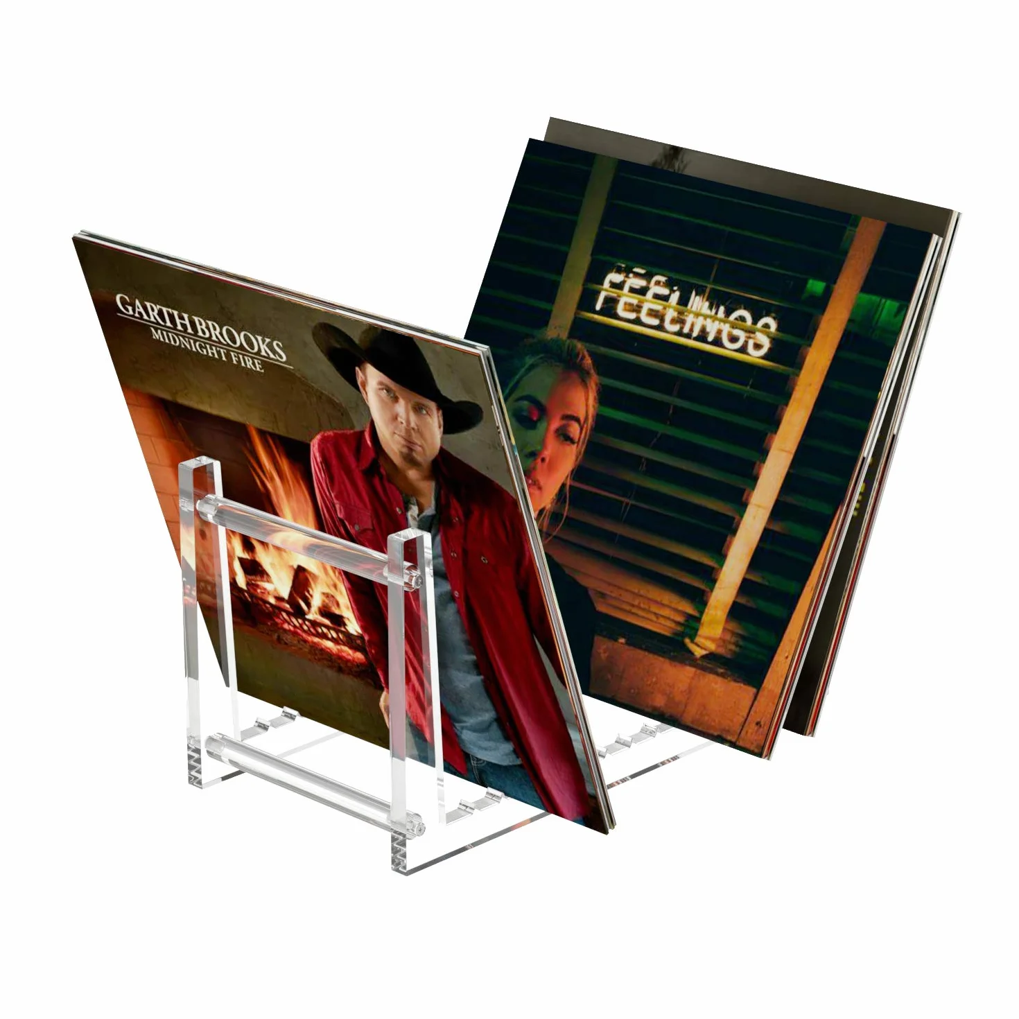 HIIMIEI Akrylowy stojak na płyty winylowe do 50 albumów (przezroczysty)