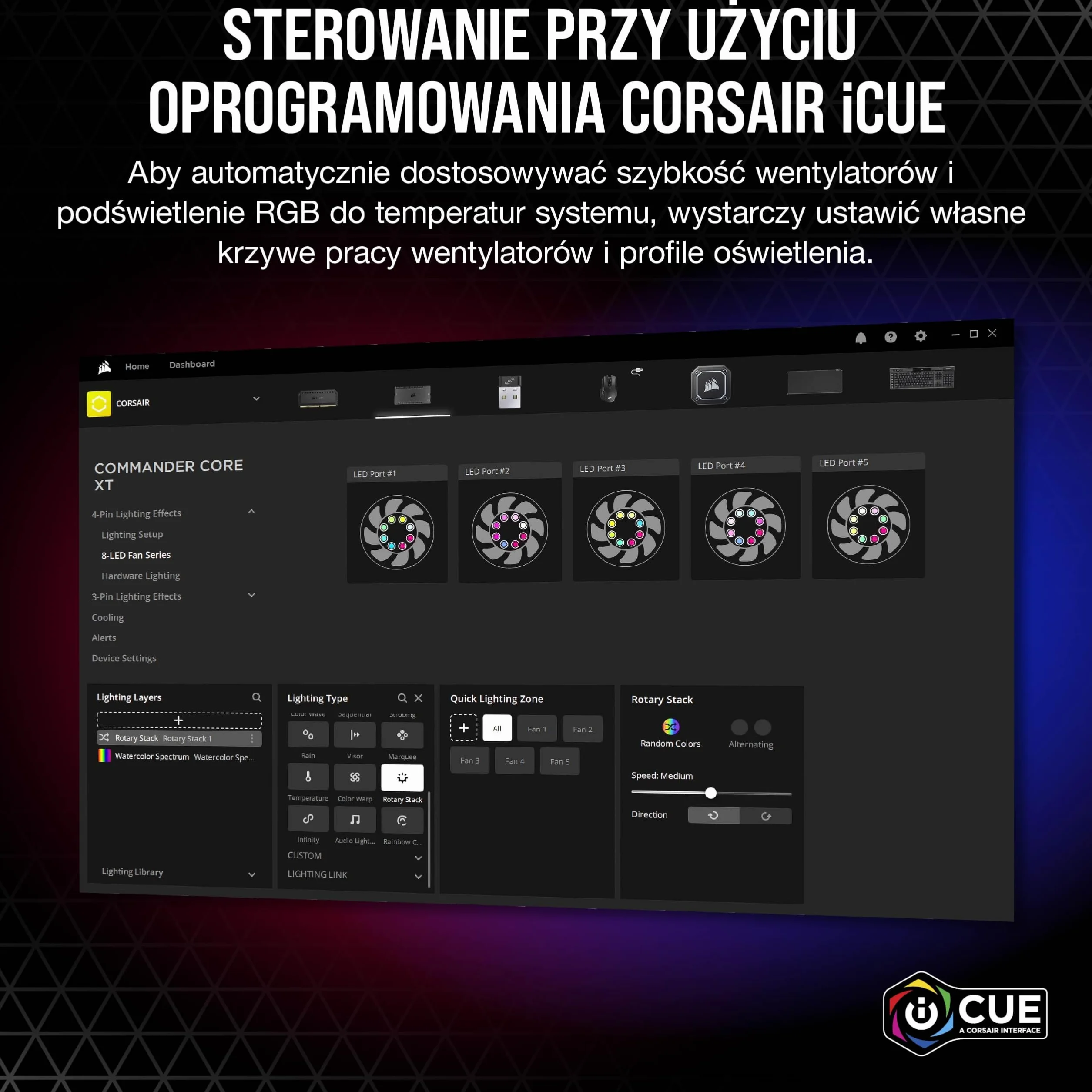 Corsair iCUE Commander CORE XT Kontroler Oświetlenia Rgb, Czarny, 264 Diody CL-9011112-WW