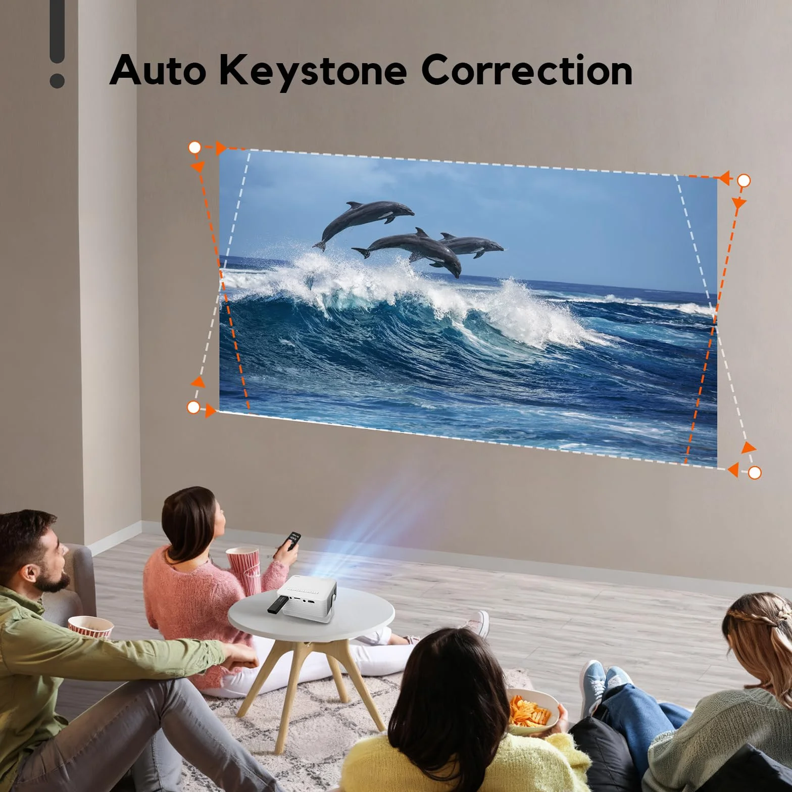 Mini Projector, AKIYO Portable Movie Projector for Outdoor, Support 1080P, ±15° Keystone, Max 120" Screen, for Kids, Young, Gift, Compatible with Smartphone, Computer, TV Stick, U Disk, Speaker