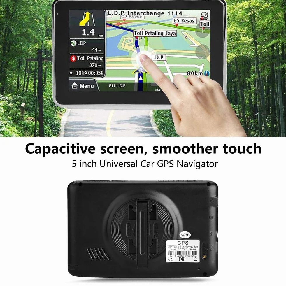 Urządzenia nawigacyjne do samochodu, nawigacja GPS, uniwersalny ekran dotykowy 5", nawigacja GPS, DDR256M, 8G, MP3, FM, mapa Europy, 1