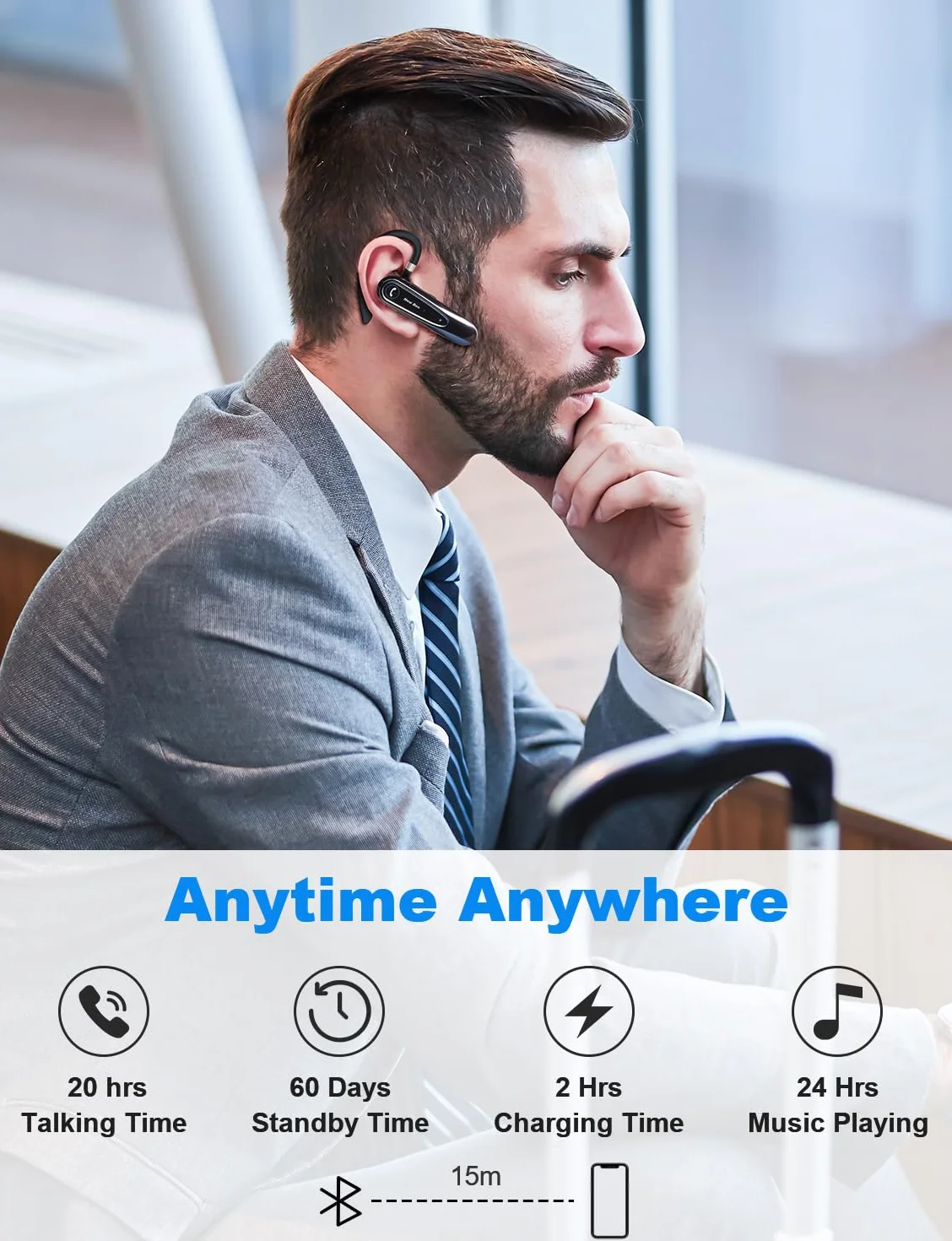 New bee Zestaw słuchawkowy Bluetooth V5.0 bezprzewodowy głośnomówiący 25h
