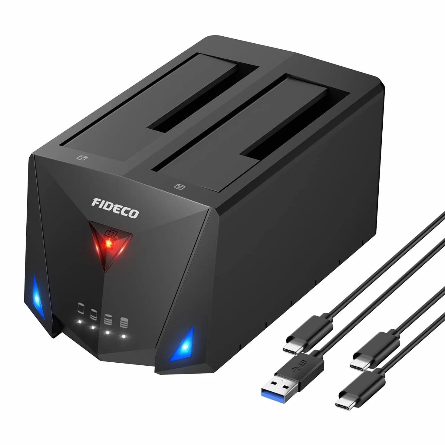 FIDECO Stacje Dokujące do Dysków Twardych, USB 3.2 Gen 1 Zewnętrzny Dysk Twardy Stacja Dokująca dla 2.5''/3.5'' SATA HDD oraz SSD, Stacja Dokująca z Portem Type C, Obsługa Klonowania Offline