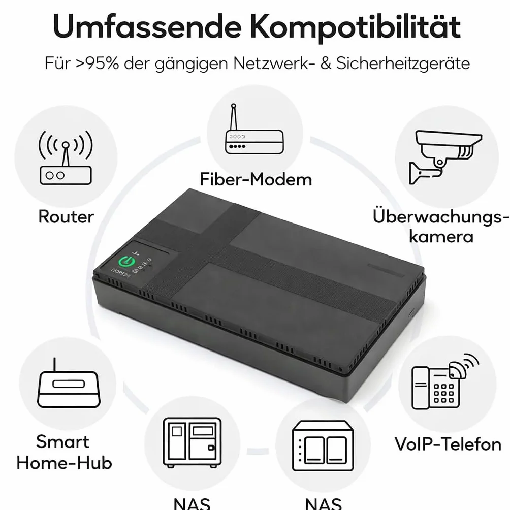 UPS Battery Backup 20000 mAh Kompaktowy Stabilny Zasilacz do Kamery Bezpieczeństwa Routera MP4