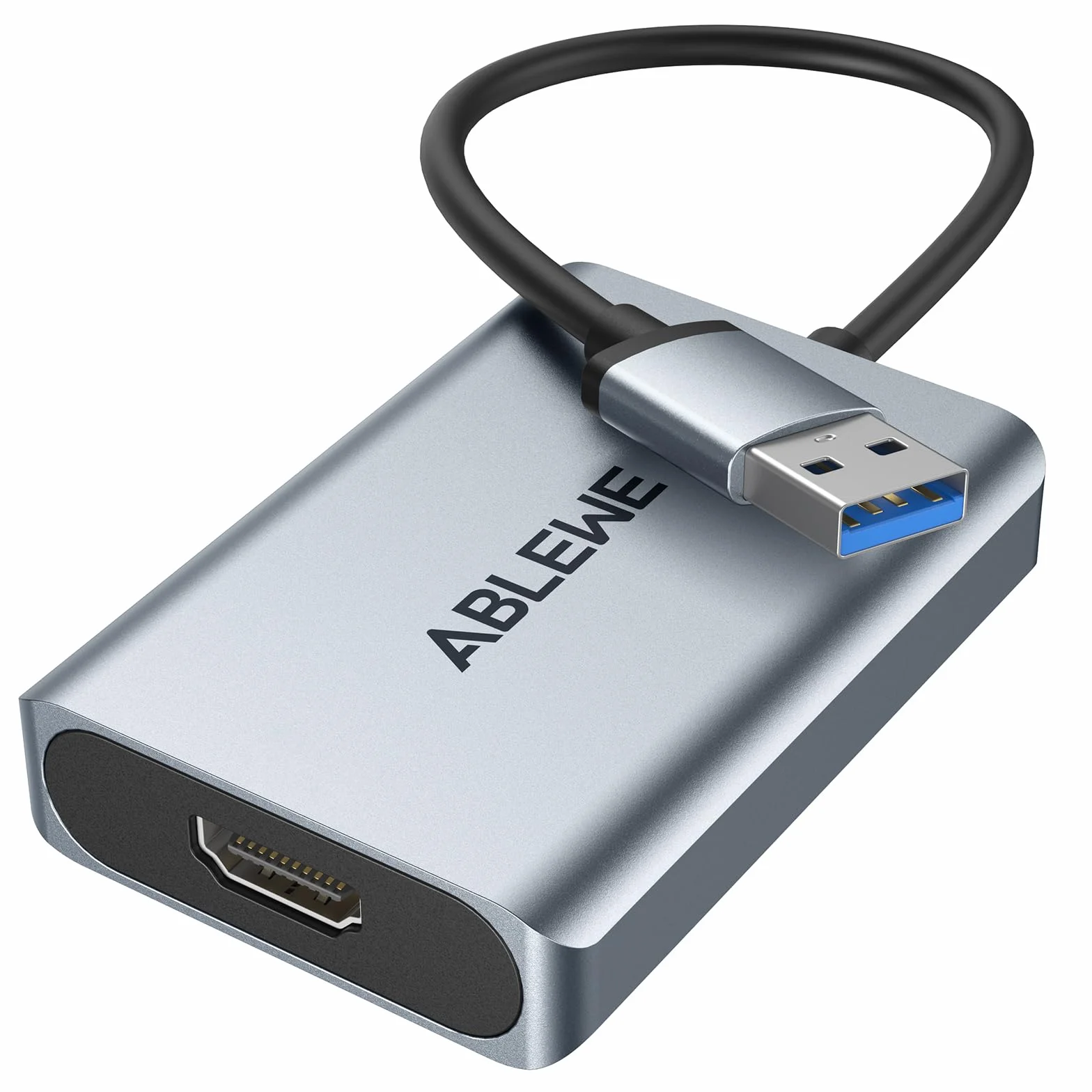 ABLEWE Adapter USB na HDMI, ulepszony aluminiowy konwerter kabla audio wideo grafiki HDMI na USB 3.0 do PC laptop monitor projektor TV, adapter 2.0-na Mac OS, Windows 10/8.1/8/7